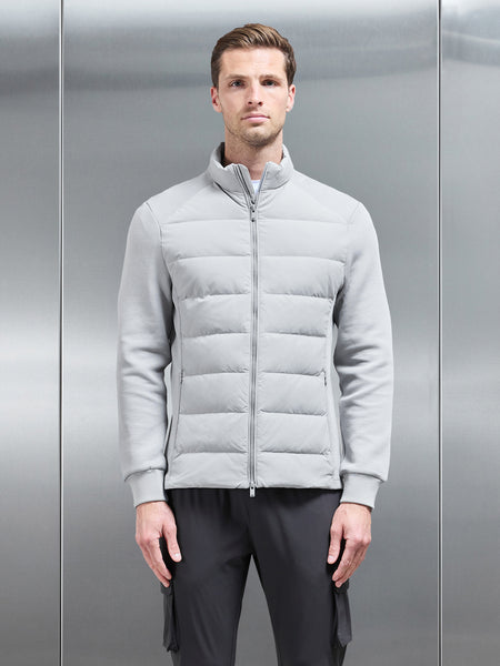Hybrid Technical Puffer Jacket in Mid Grey