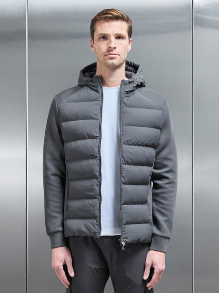 Hybrid Technical Puffer Windbreaker in Grey