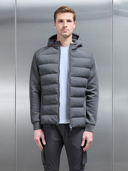 Hybrid Technical Puffer Windbreaker in Grey