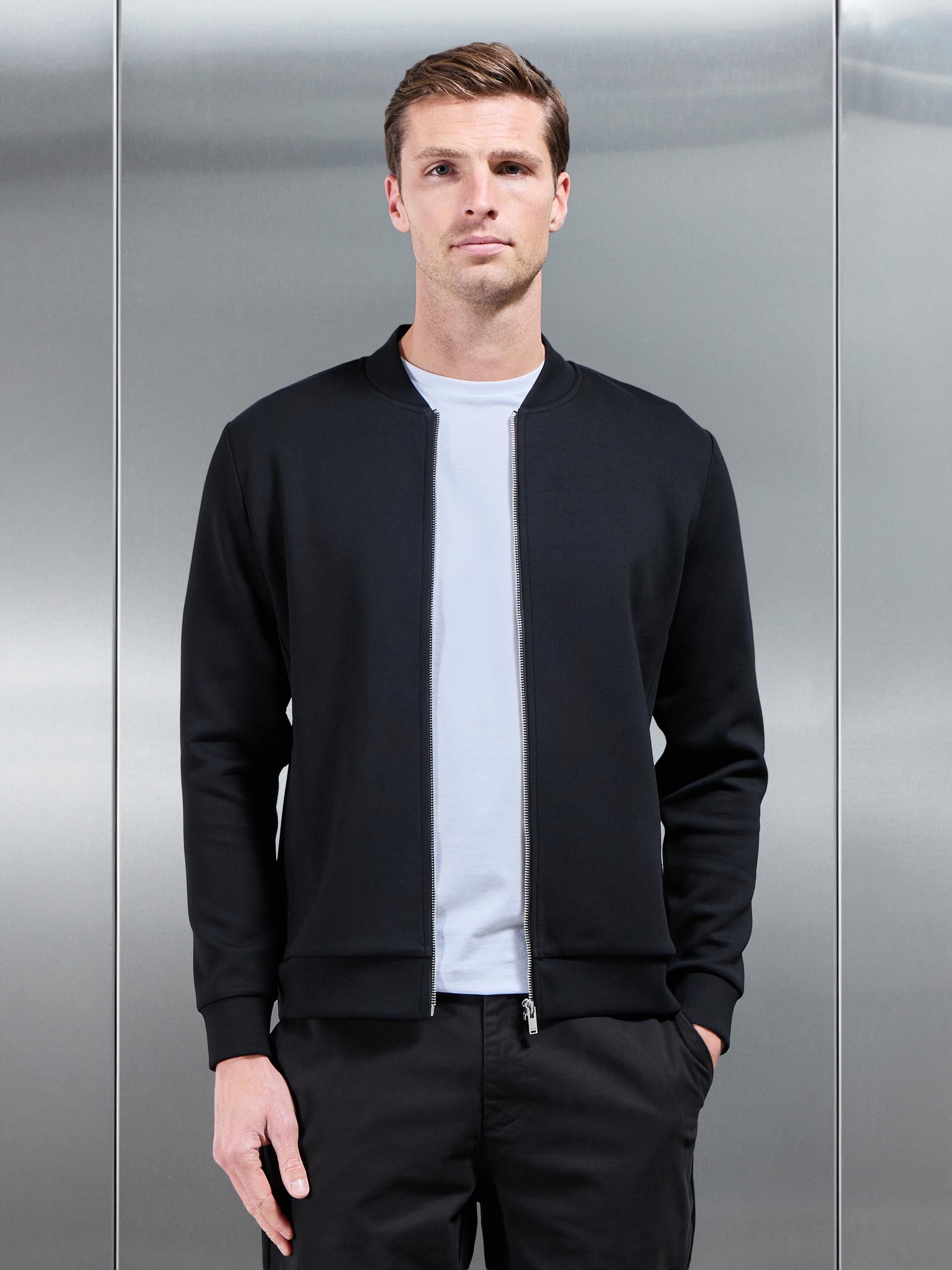 Interlock Jersey Bomber Jacket in Black