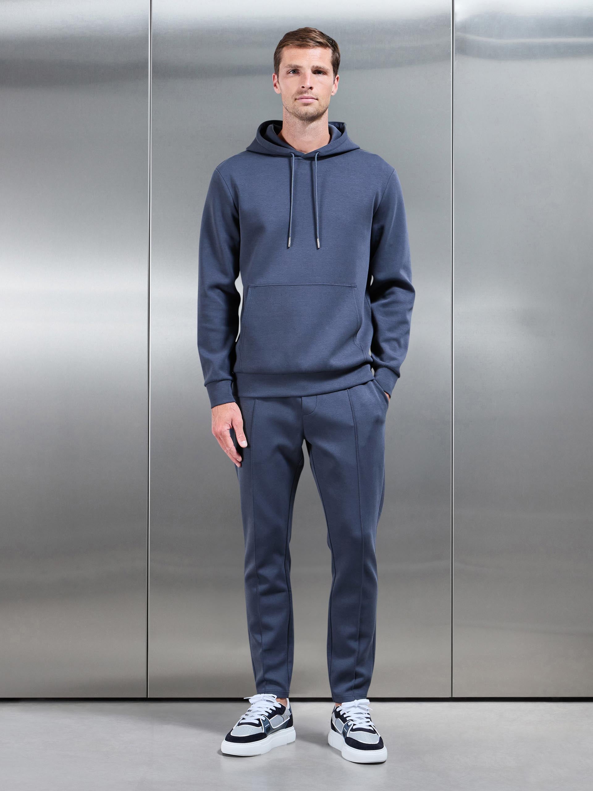 Interlock Jersey Hoodie in Slate Blue