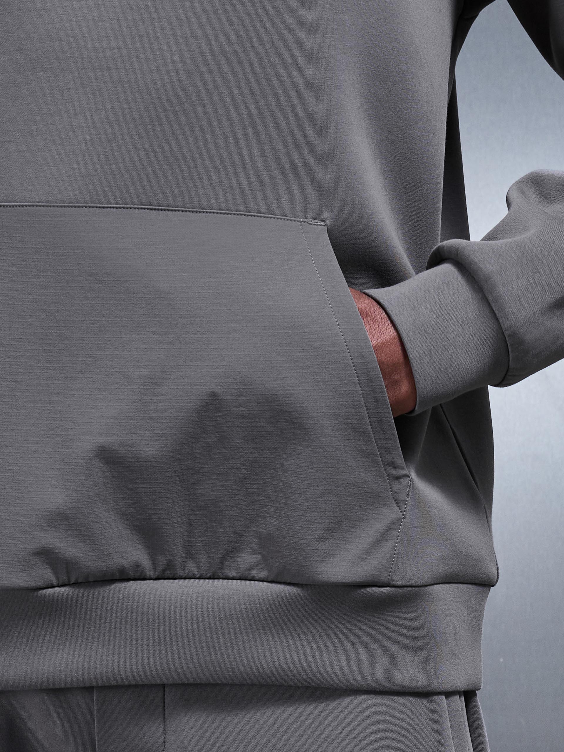 Interlock Jersey Hybrid Relaxed Hoodie in Charcoal