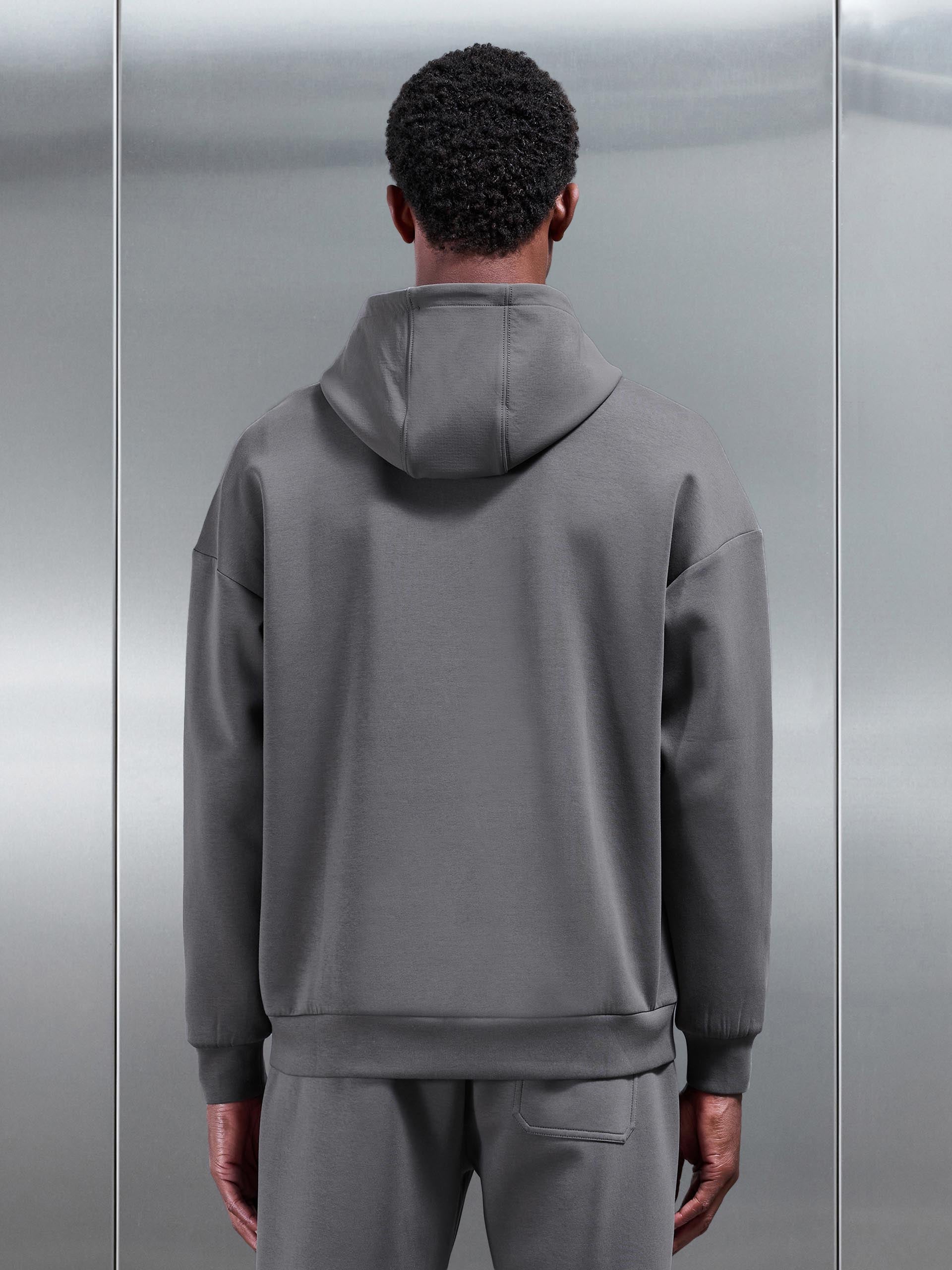 Interlock Jersey Hybrid Relaxed Hoodie in Charcoal