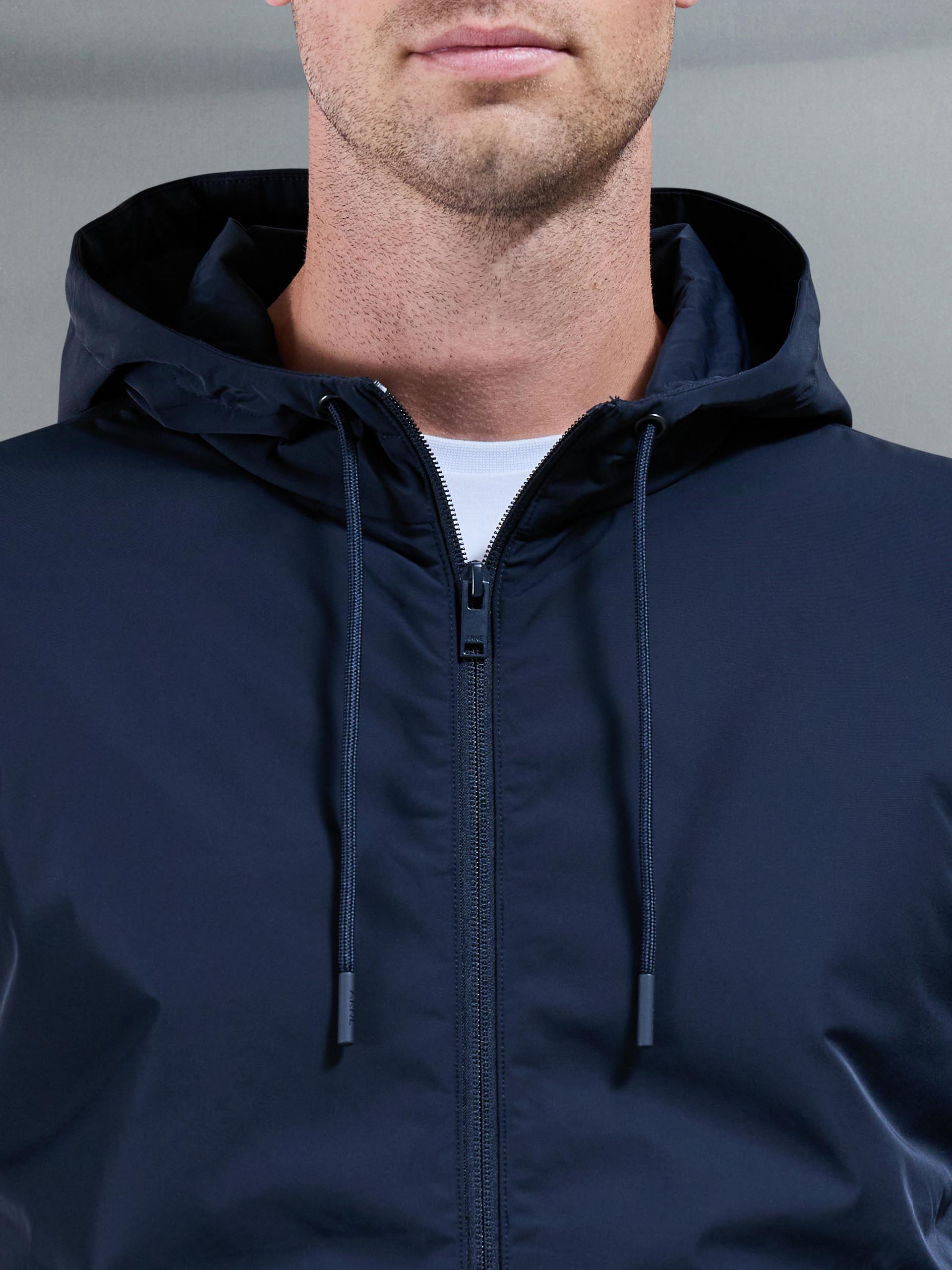 Interlock Jersey Hybrid Technical Windbreaker in Navy