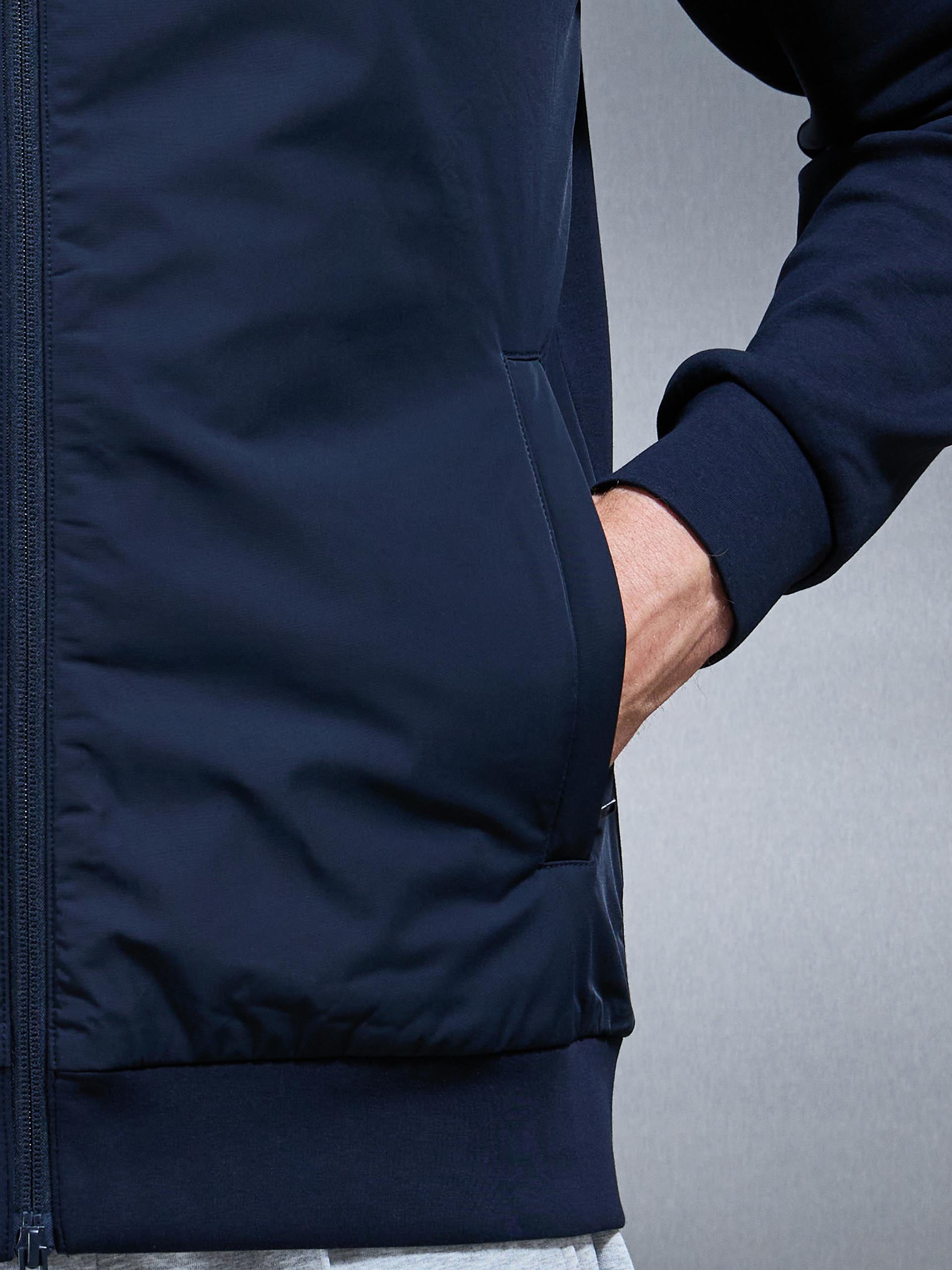 Interlock Jersey Hybrid Technical Windbreaker in Navy