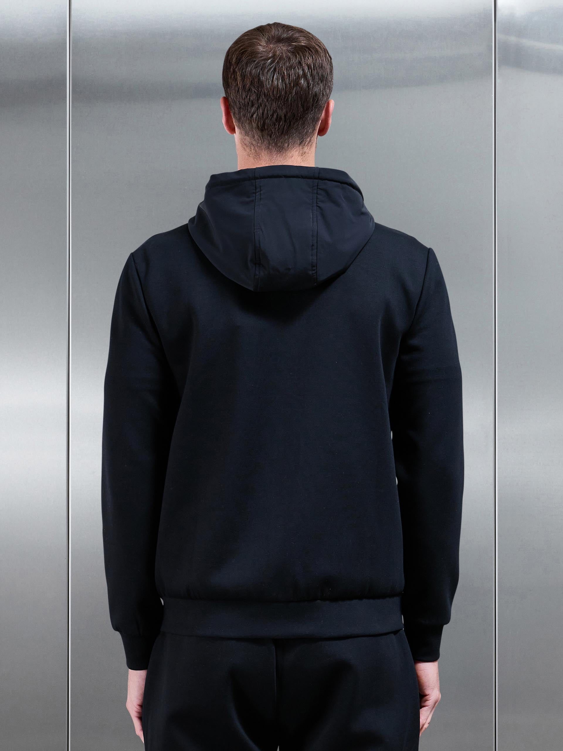 Interlock Jersey Hybrid Windbreaker in Black
