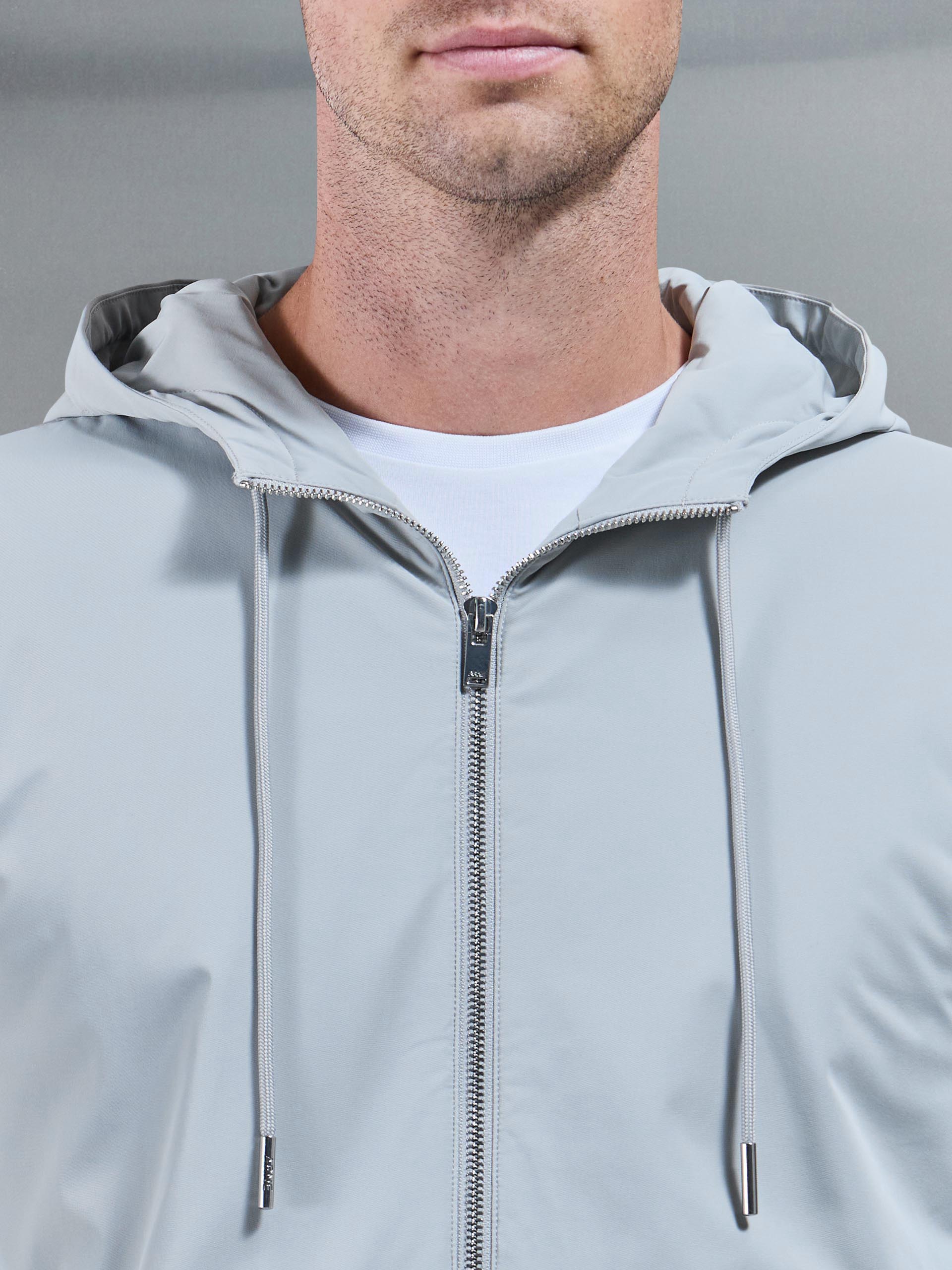 Interlock Jersey Hybrid Windbreaker in Marl Grey