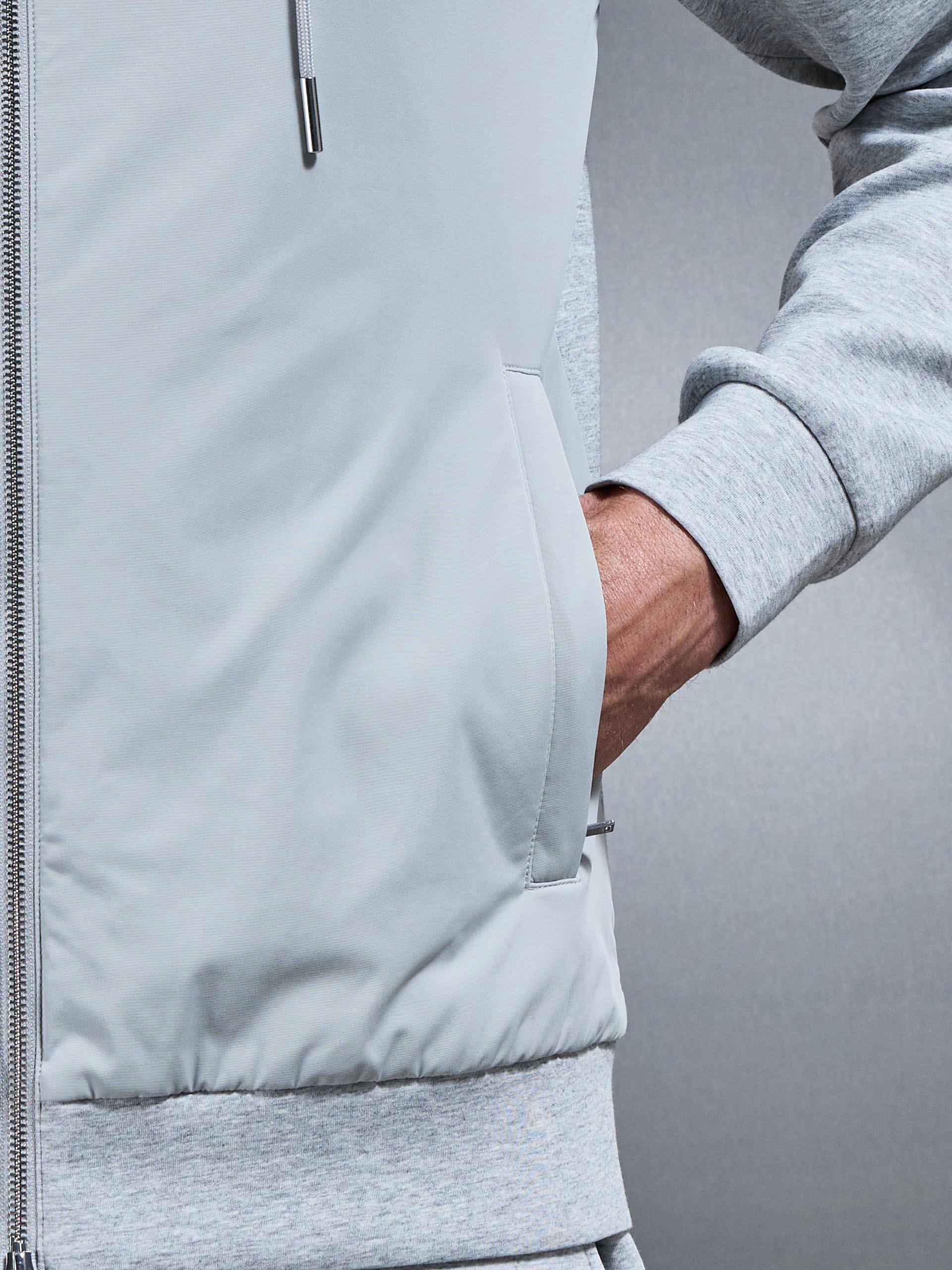 Interlock Jersey Hybrid Windbreaker in Marl Grey