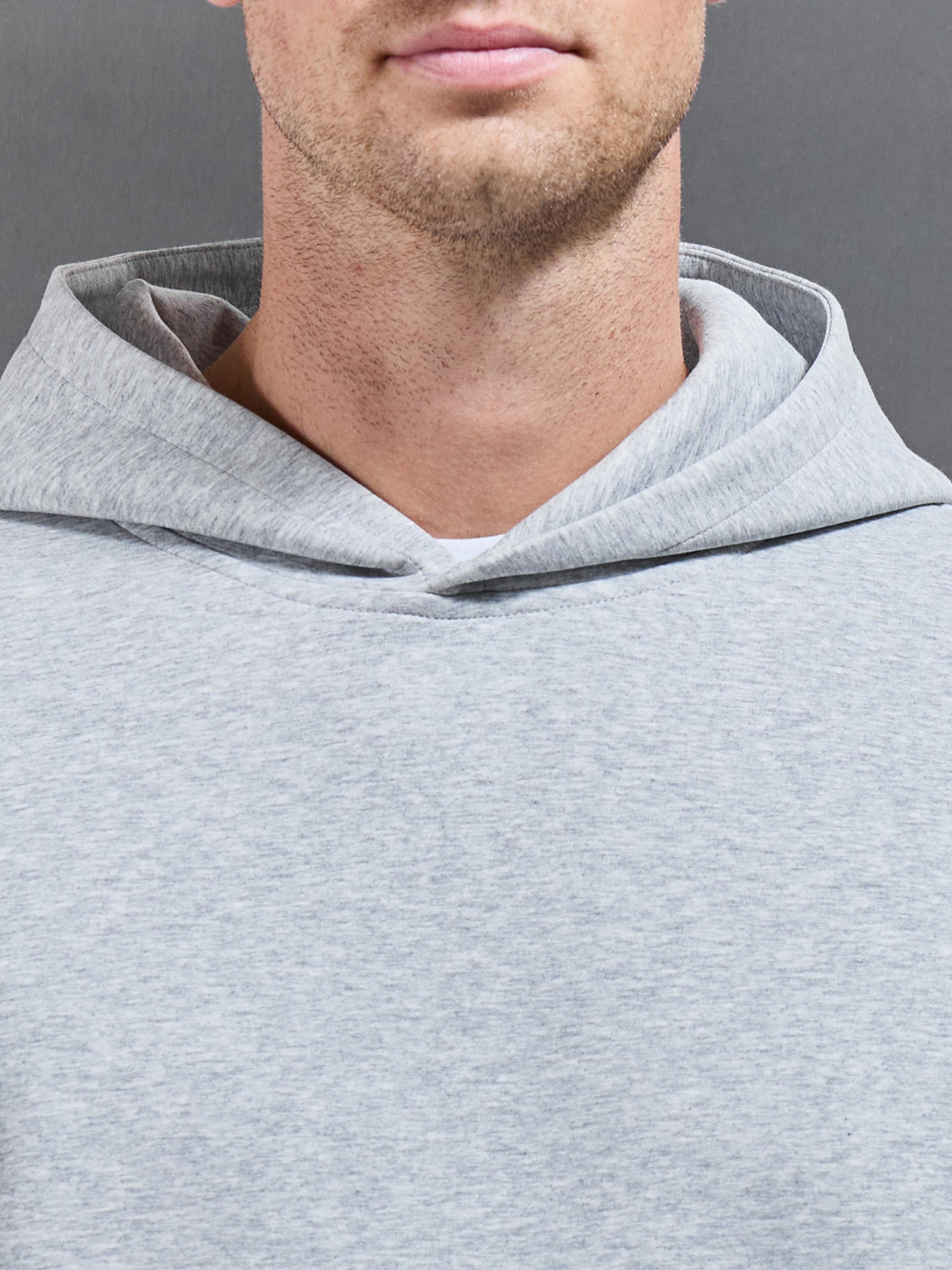 Interlock Jersey Relaxed Fit Hoodie in Marl Grey