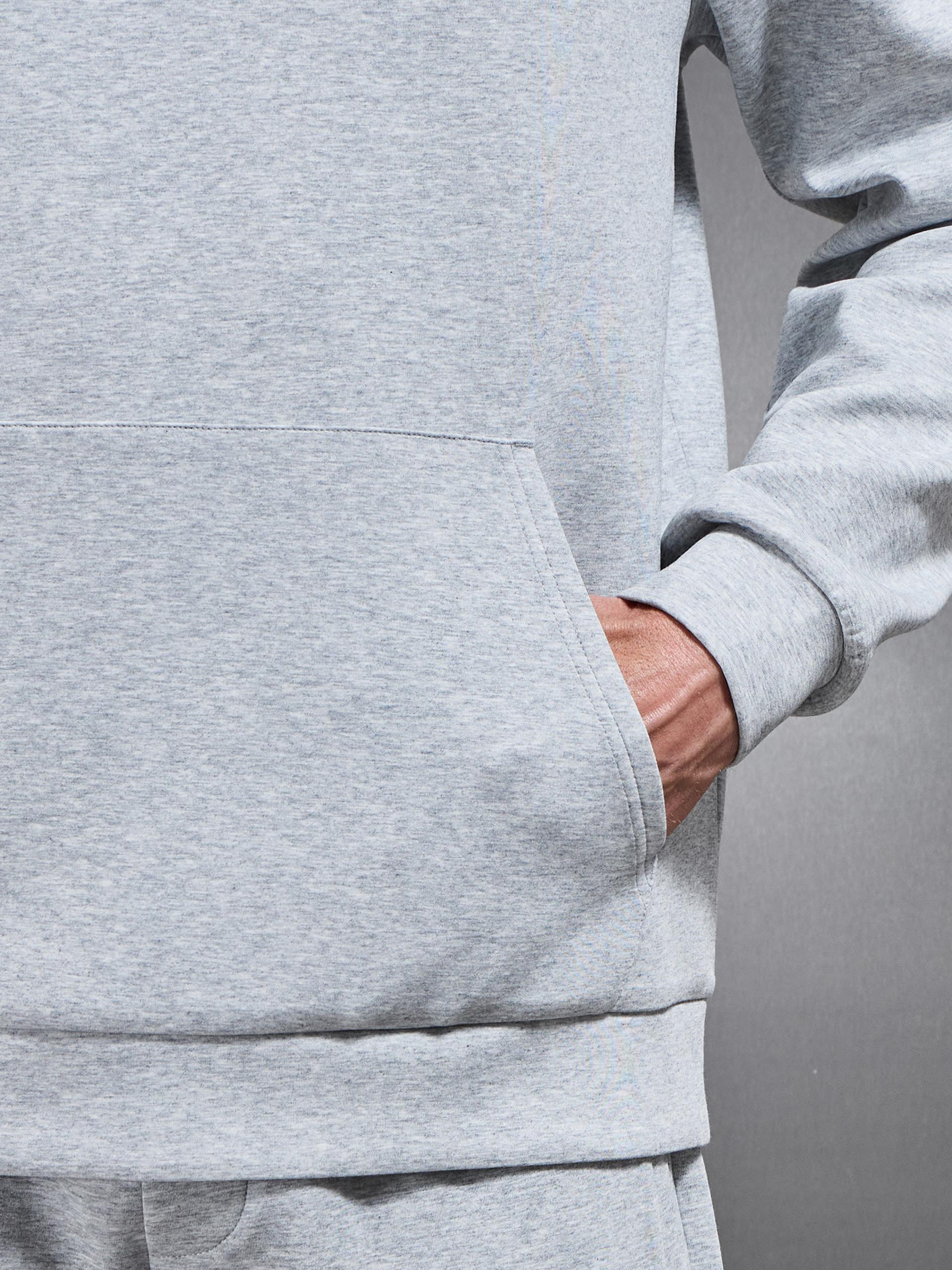 Interlock Jersey Relaxed Fit Hoodie in Marl Grey