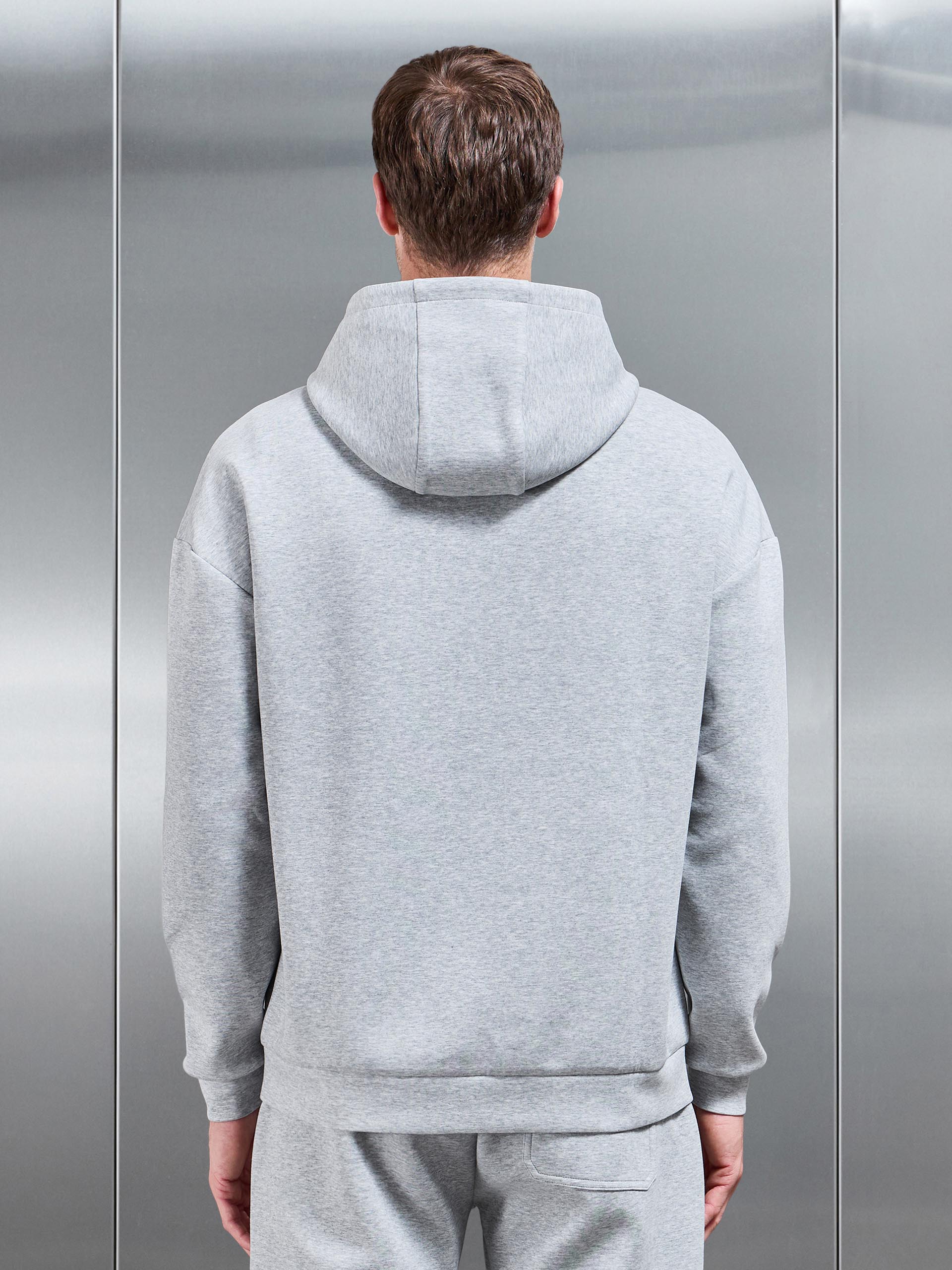 Interlock Jersey Relaxed Fit Hoodie in Marl Grey