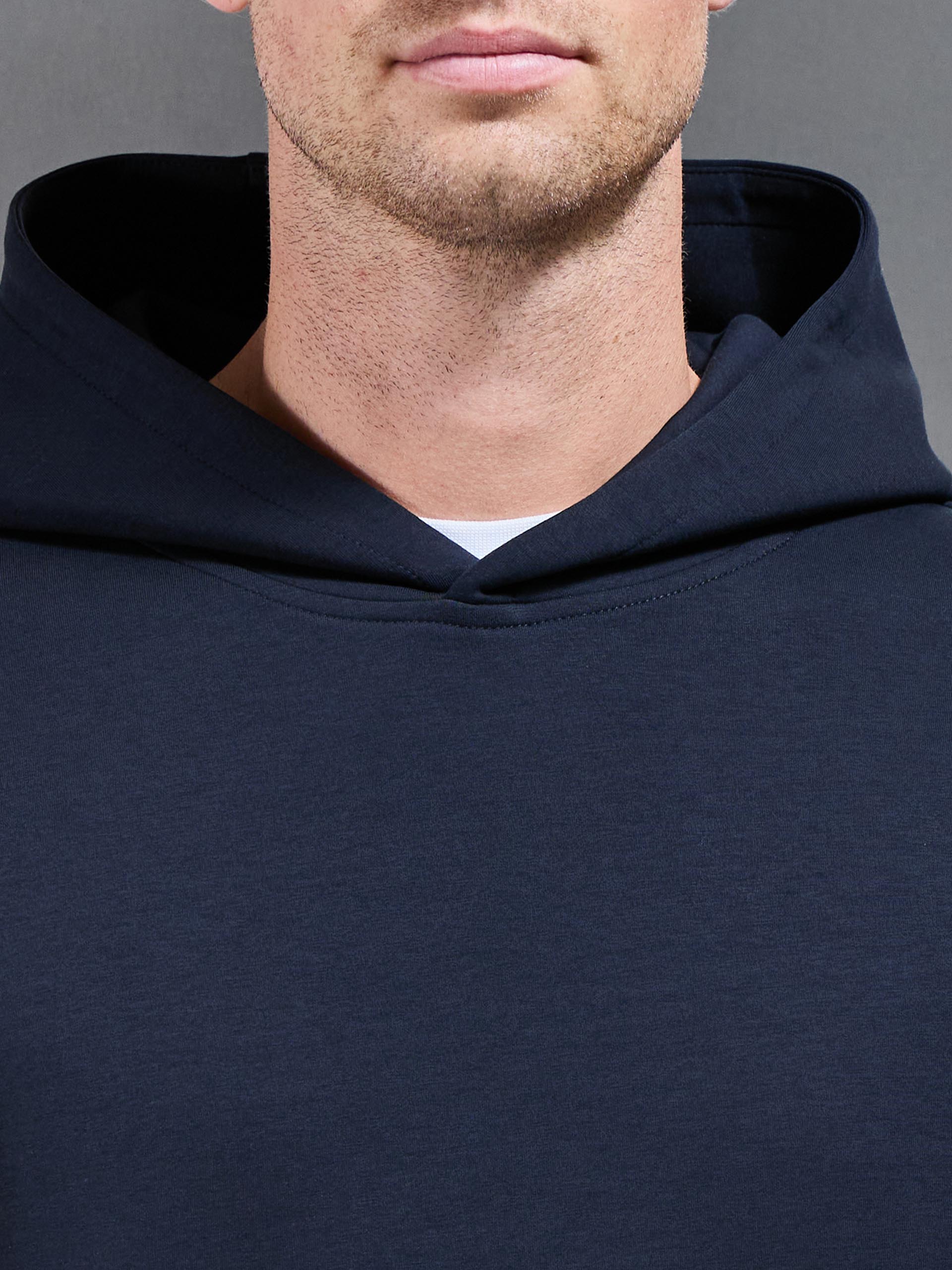 Interlock Jersey Relaxed Fit Hoodie in Navy