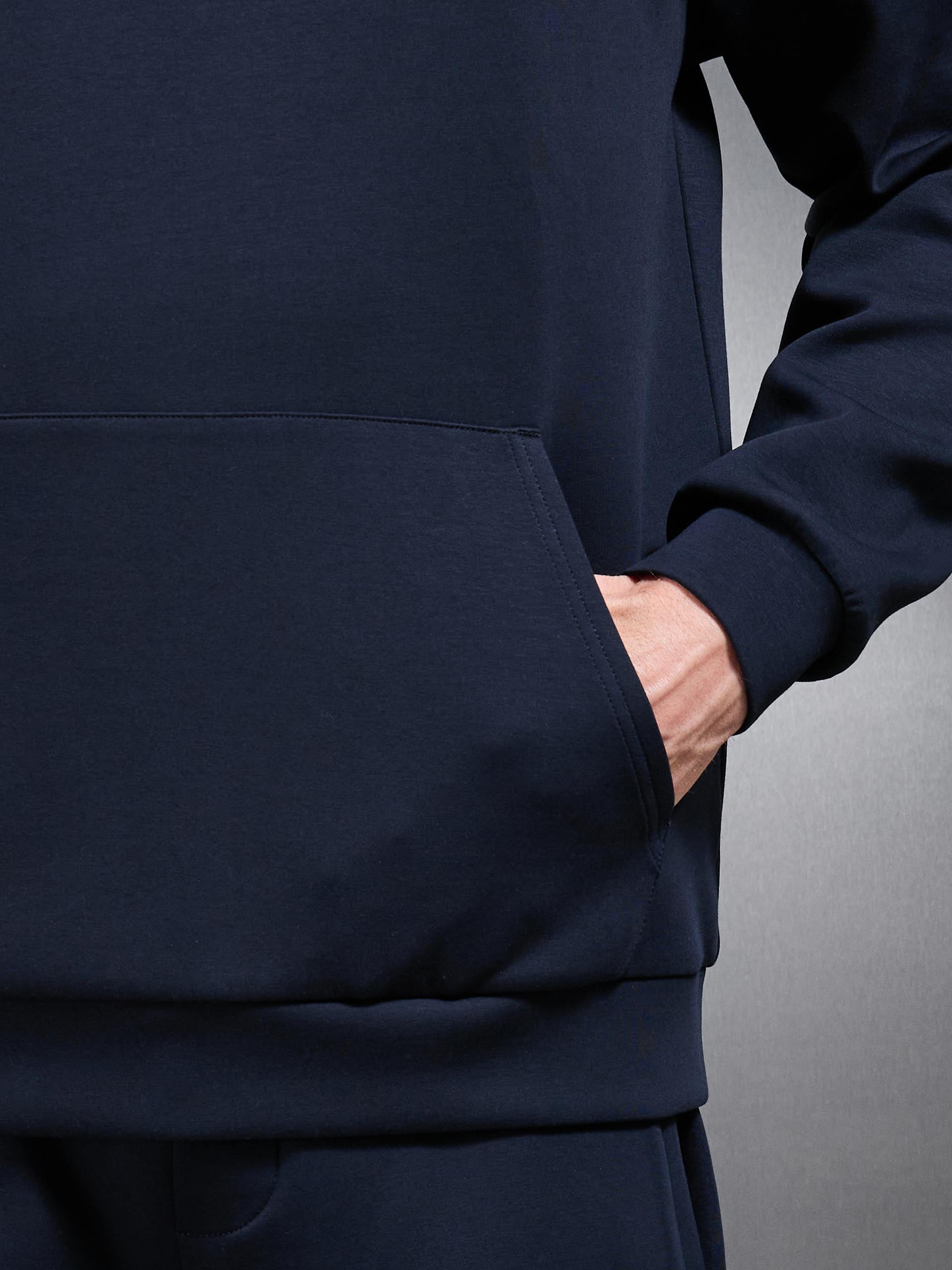 Interlock Jersey Relaxed Fit Hoodie in Navy
