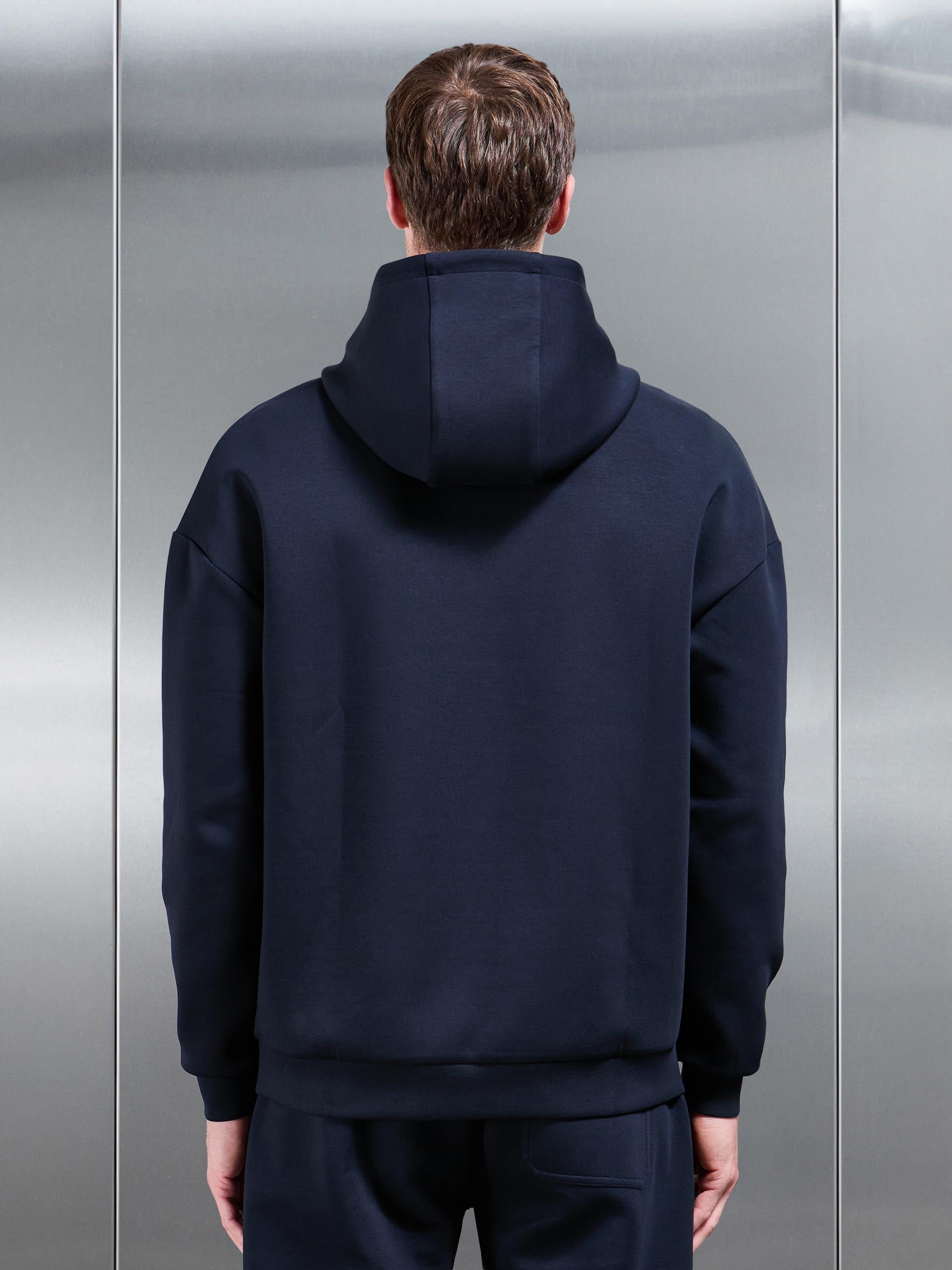 Interlock Jersey Relaxed Fit Hoodie in Navy