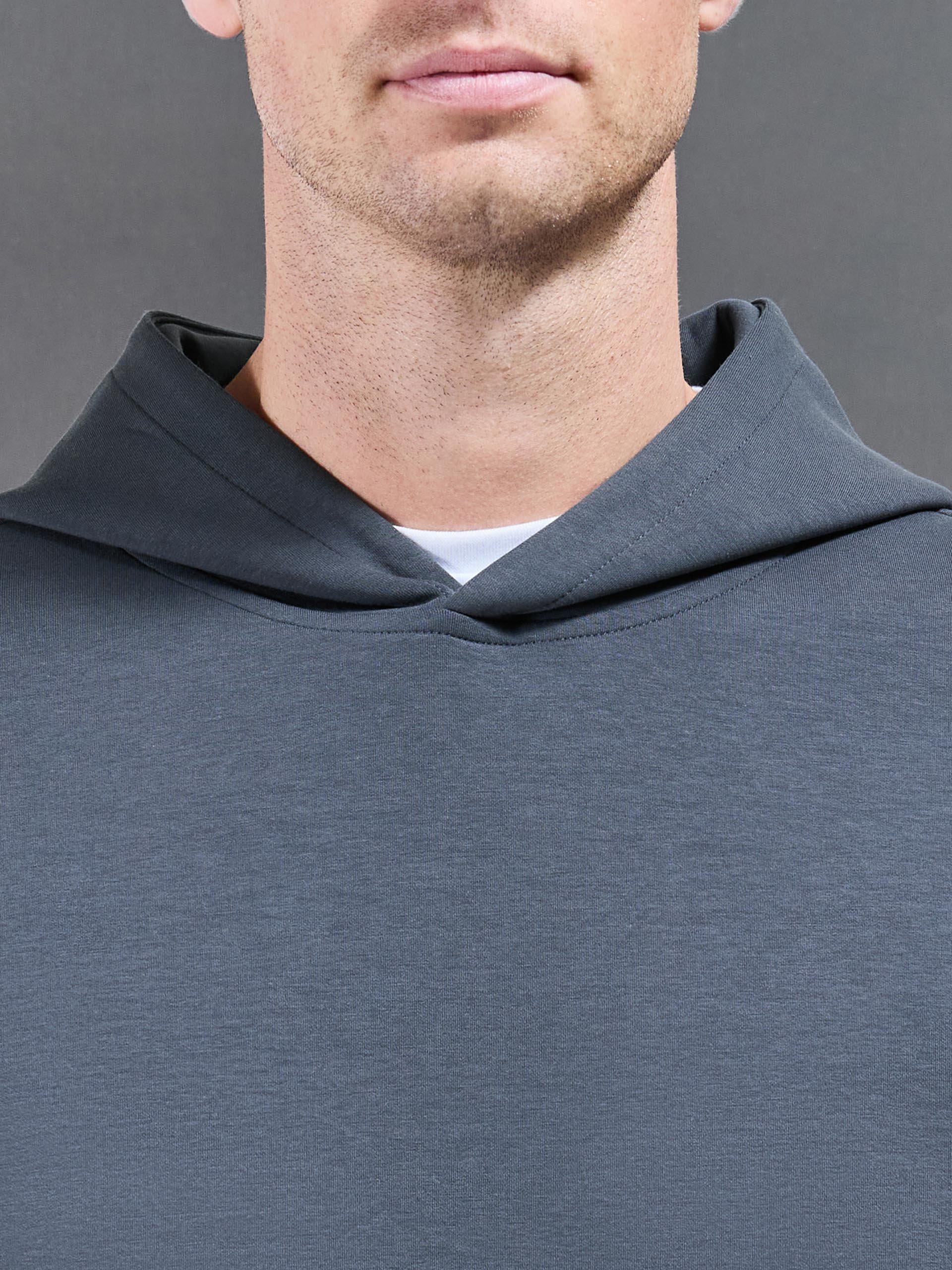 Interlock Jersey Relaxed Fit Hoodie in Slate Blue