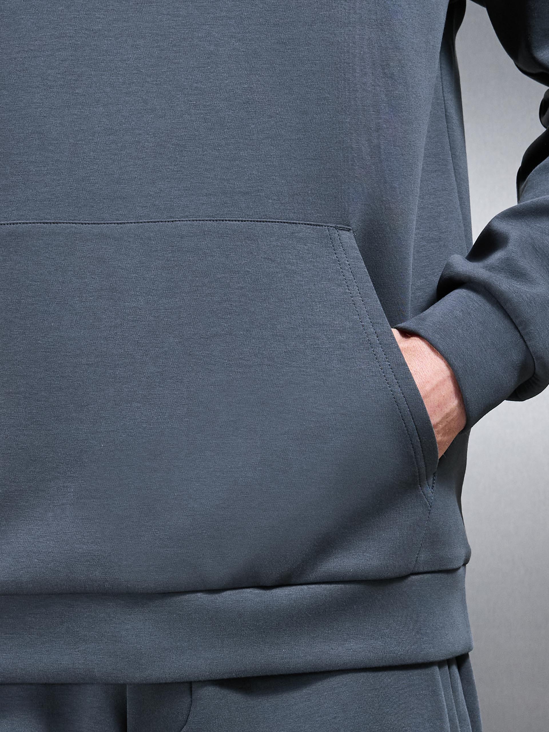Interlock Jersey Relaxed Fit Hoodie in Slate Blue