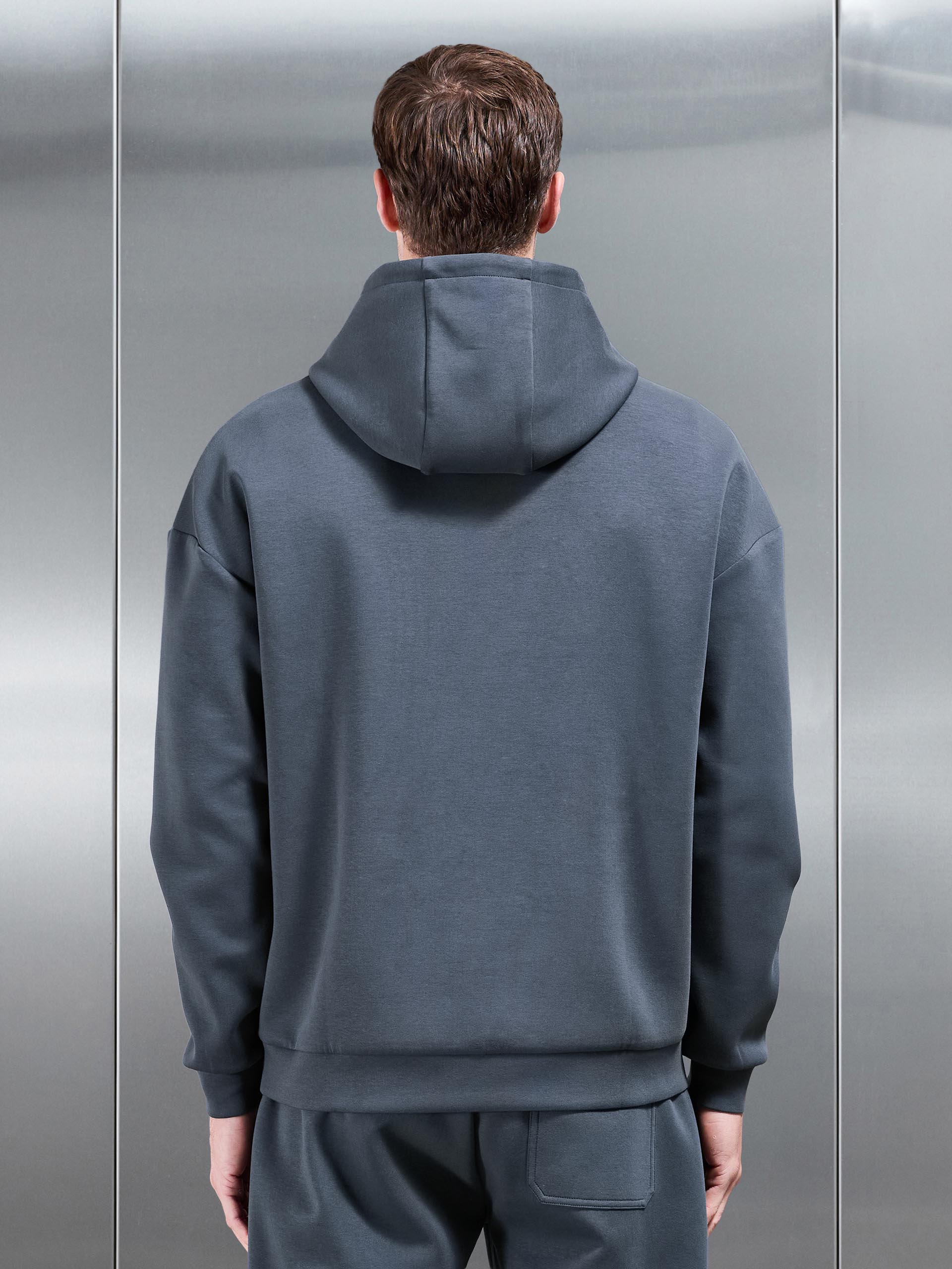 Interlock Jersey Relaxed Fit Hoodie in Slate Blue