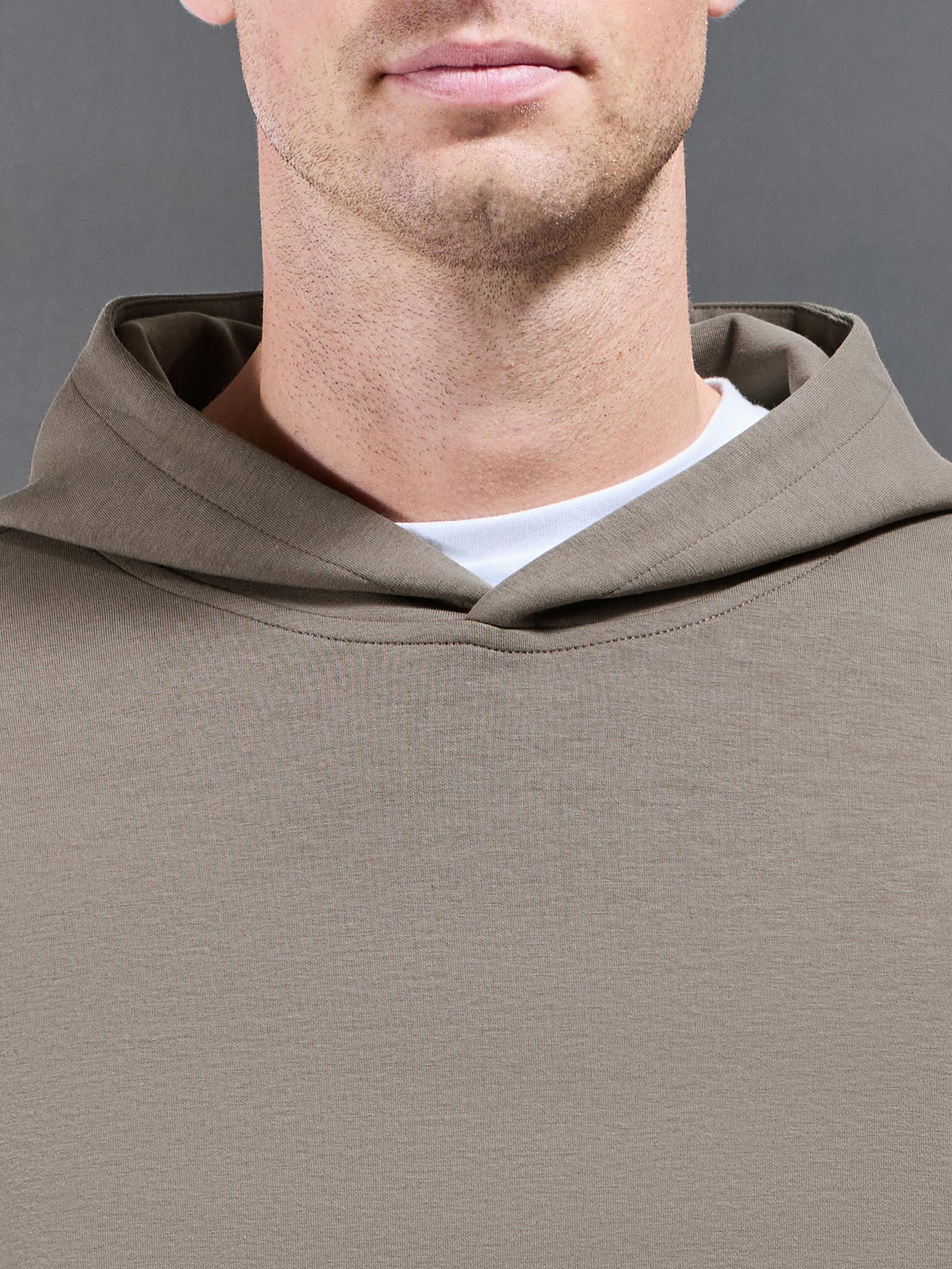 Interlock Jersey Relaxed Fit Hoodie in Taupe