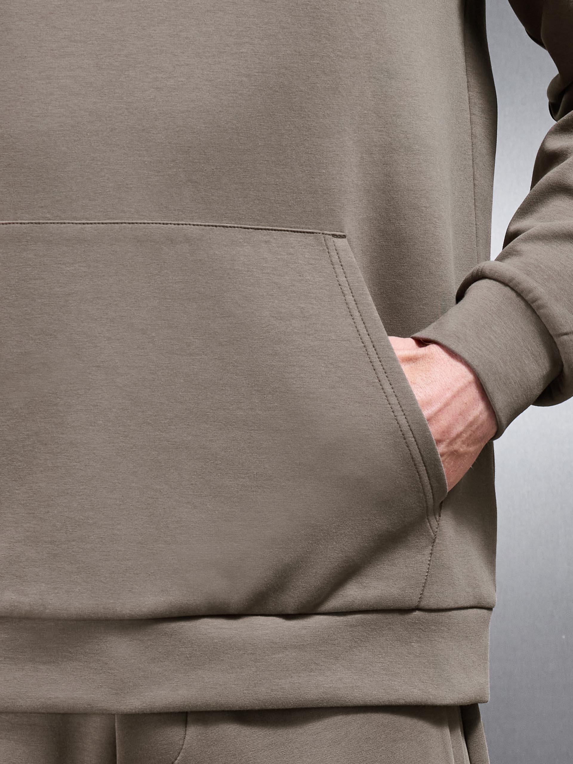 Interlock Jersey Relaxed Fit Hoodie in Taupe