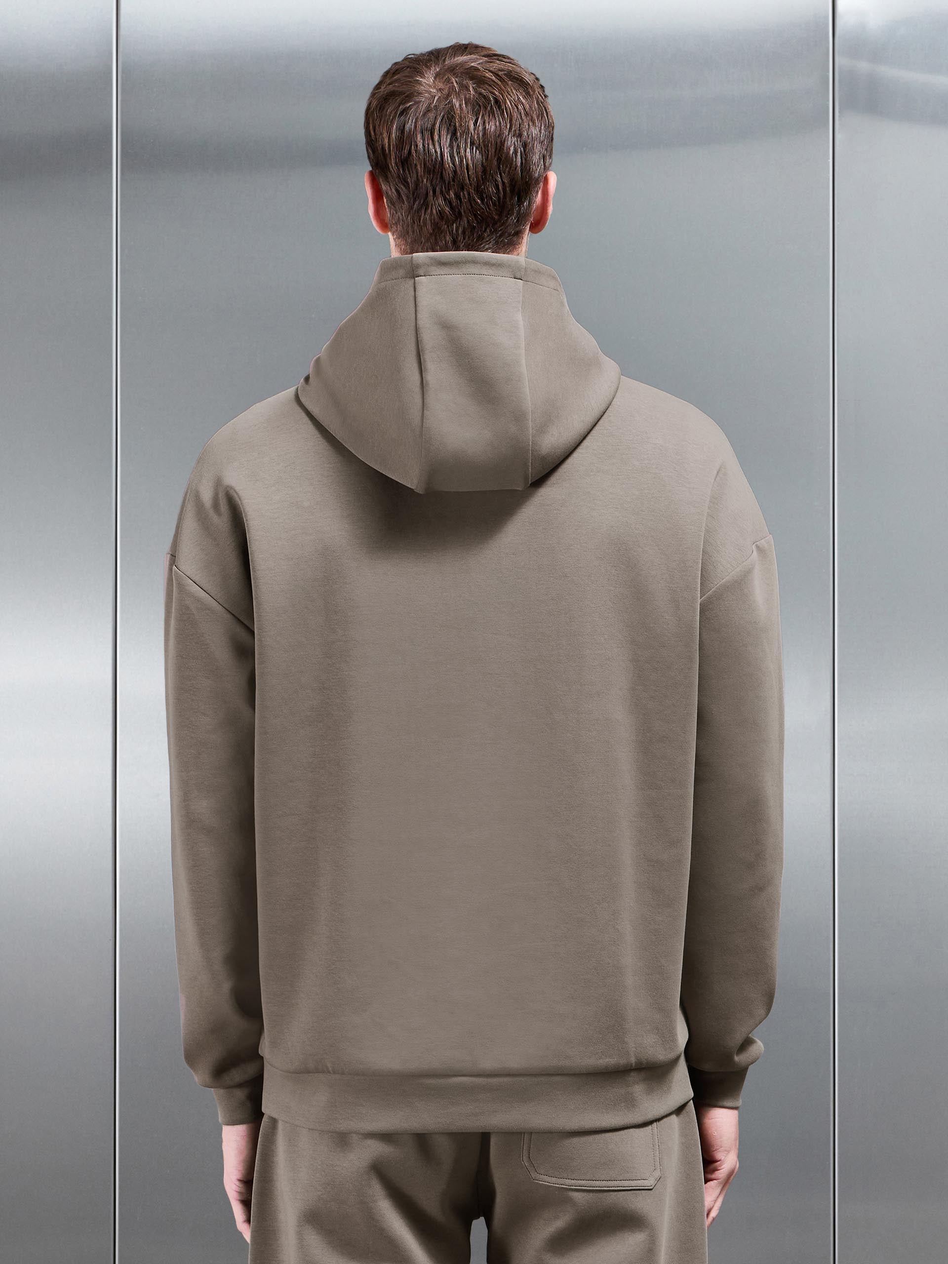 Interlock Jersey Relaxed Fit Hoodie in Taupe