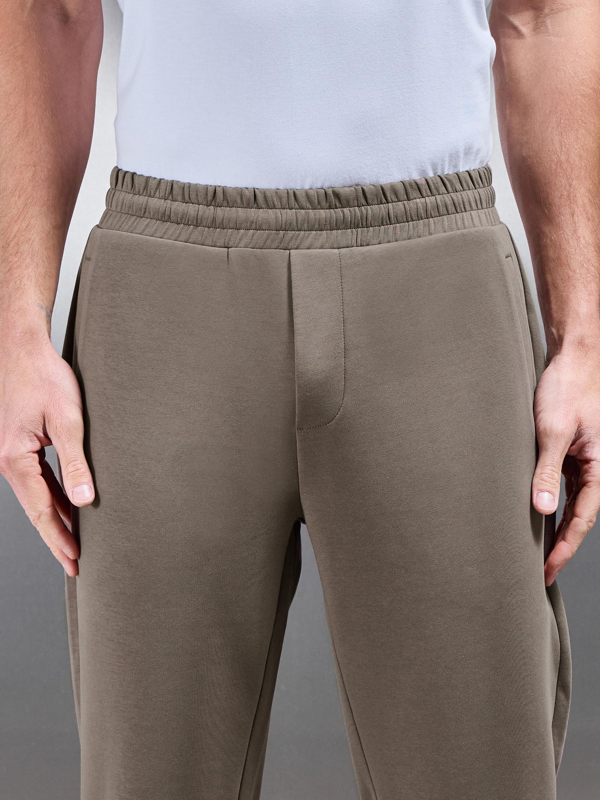 Interlock Jersey Straight Leg Jogger in Taupe