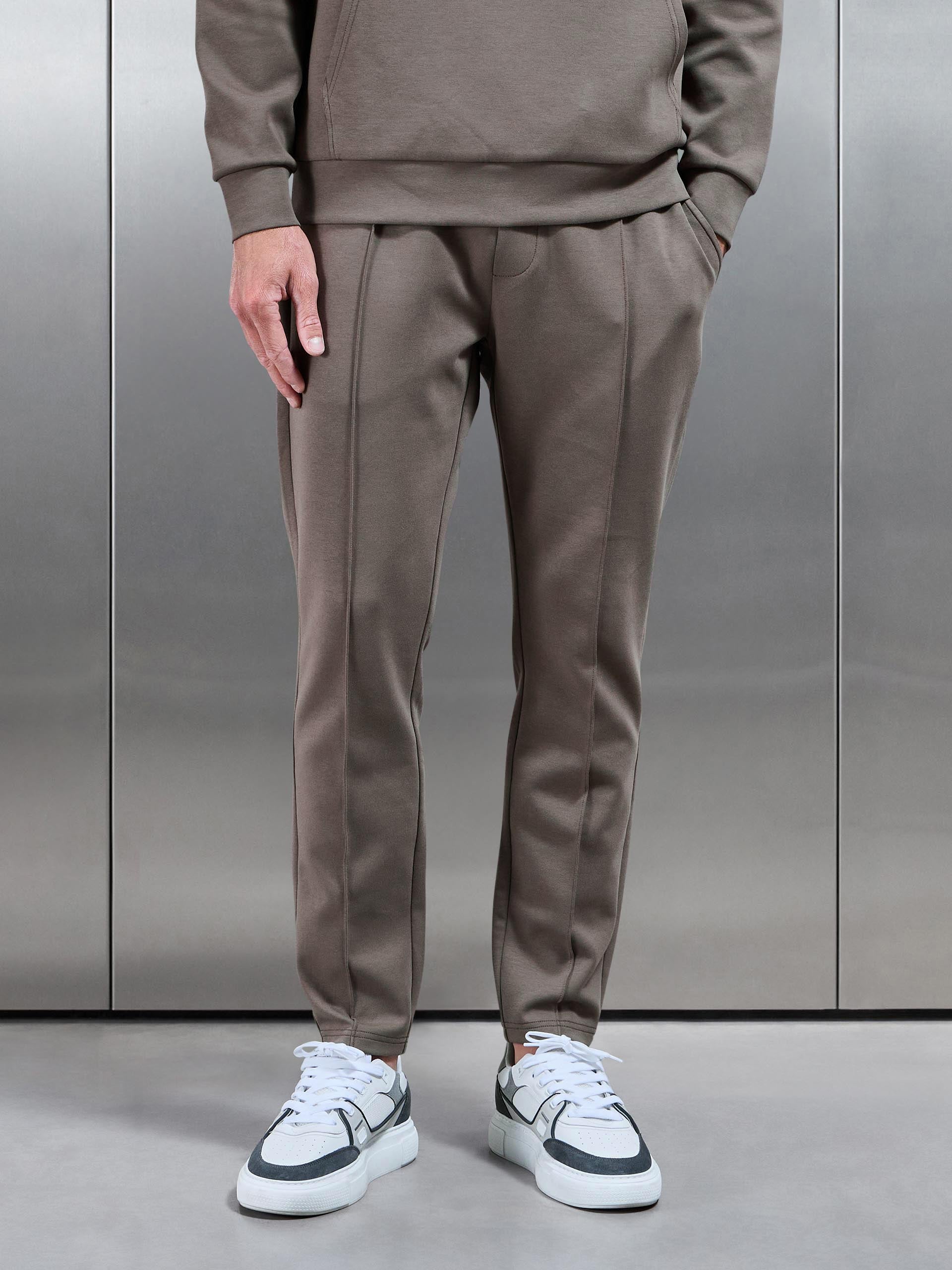 Interlock Jersey Tapered Jogger in Taupe