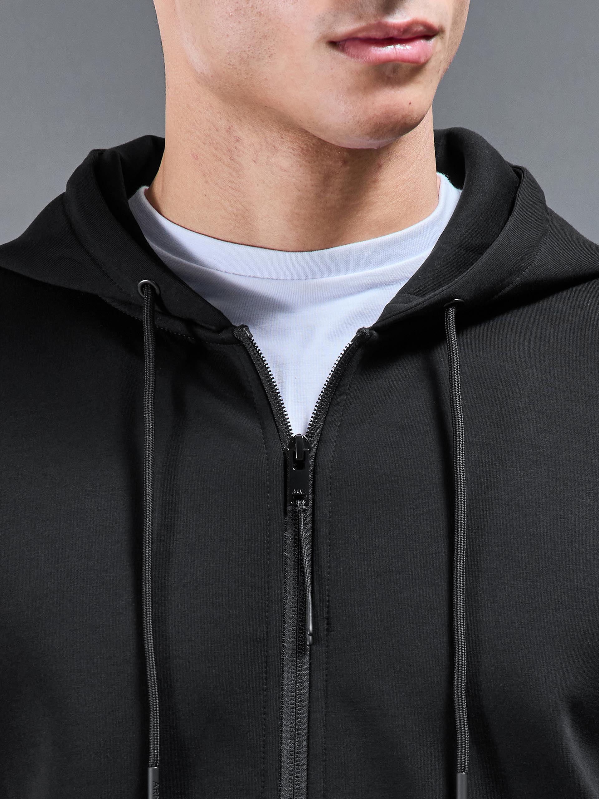 Interlock Jersey Technical Zip Hoodie in Black