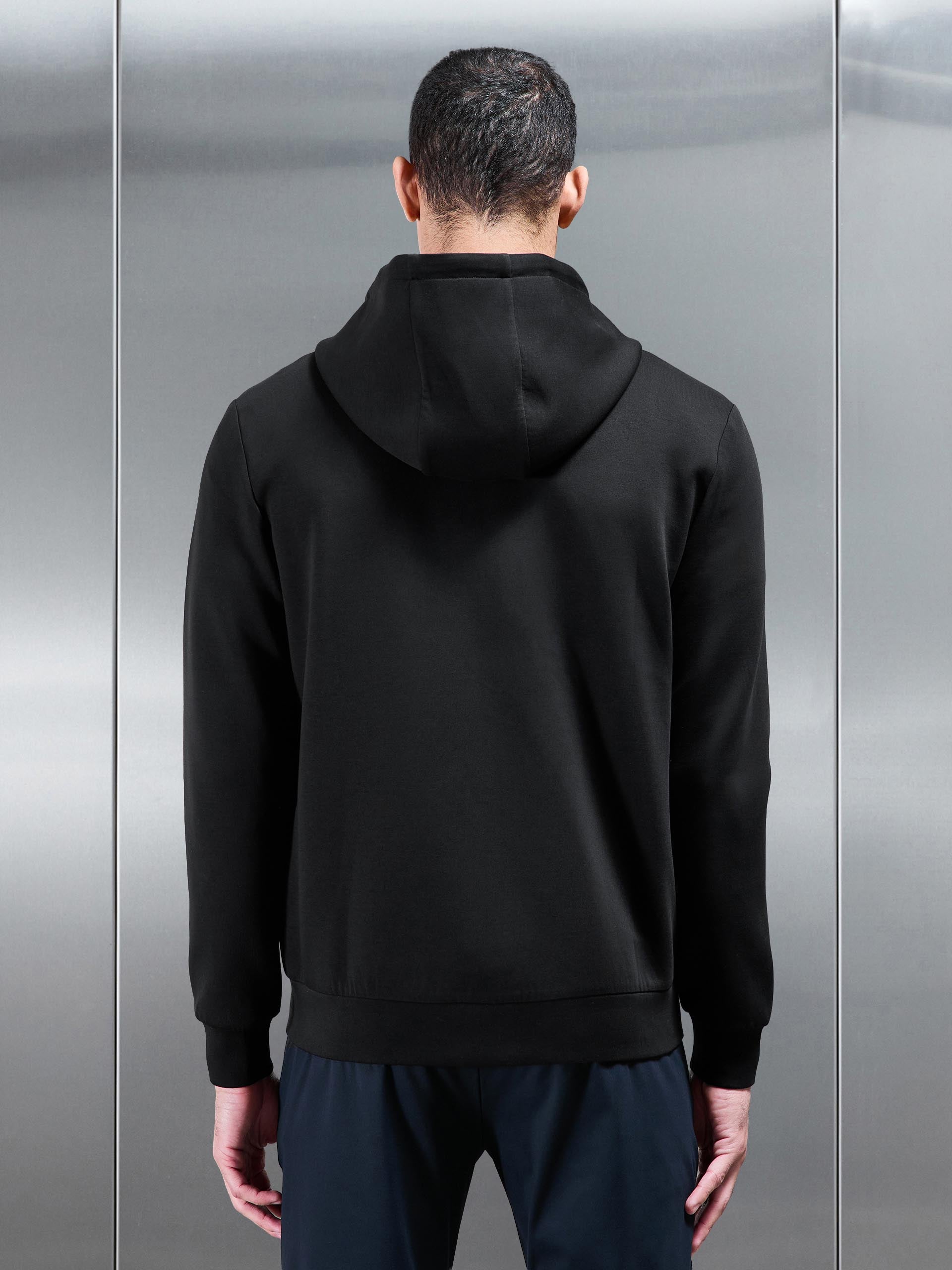 Interlock Jersey Technical Zip Hoodie in Black