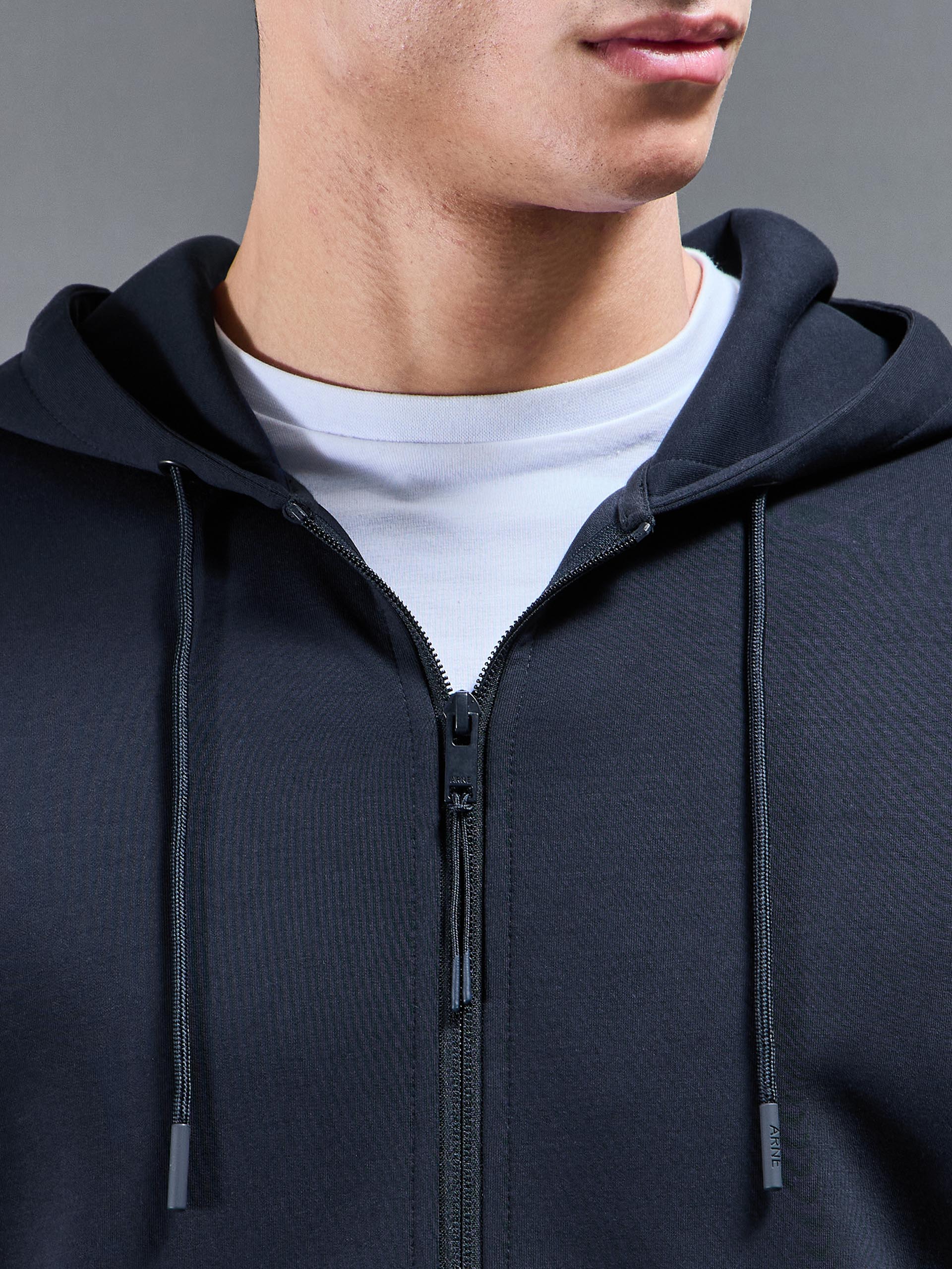 Interlock Jersey Technical Zip Hoodie in Navy