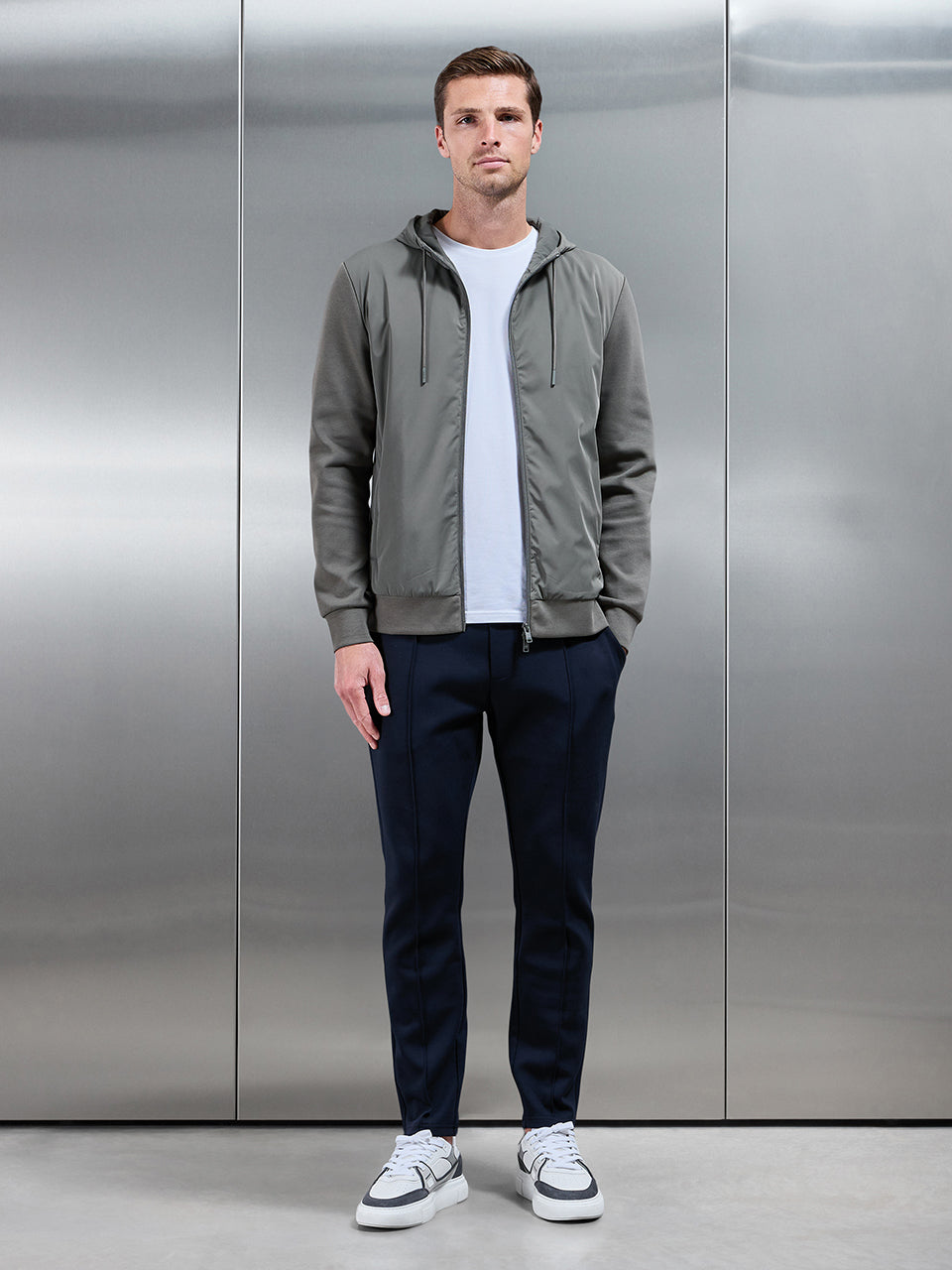 Interlock Jersey Hybrid Technical Windbreaker in Sage