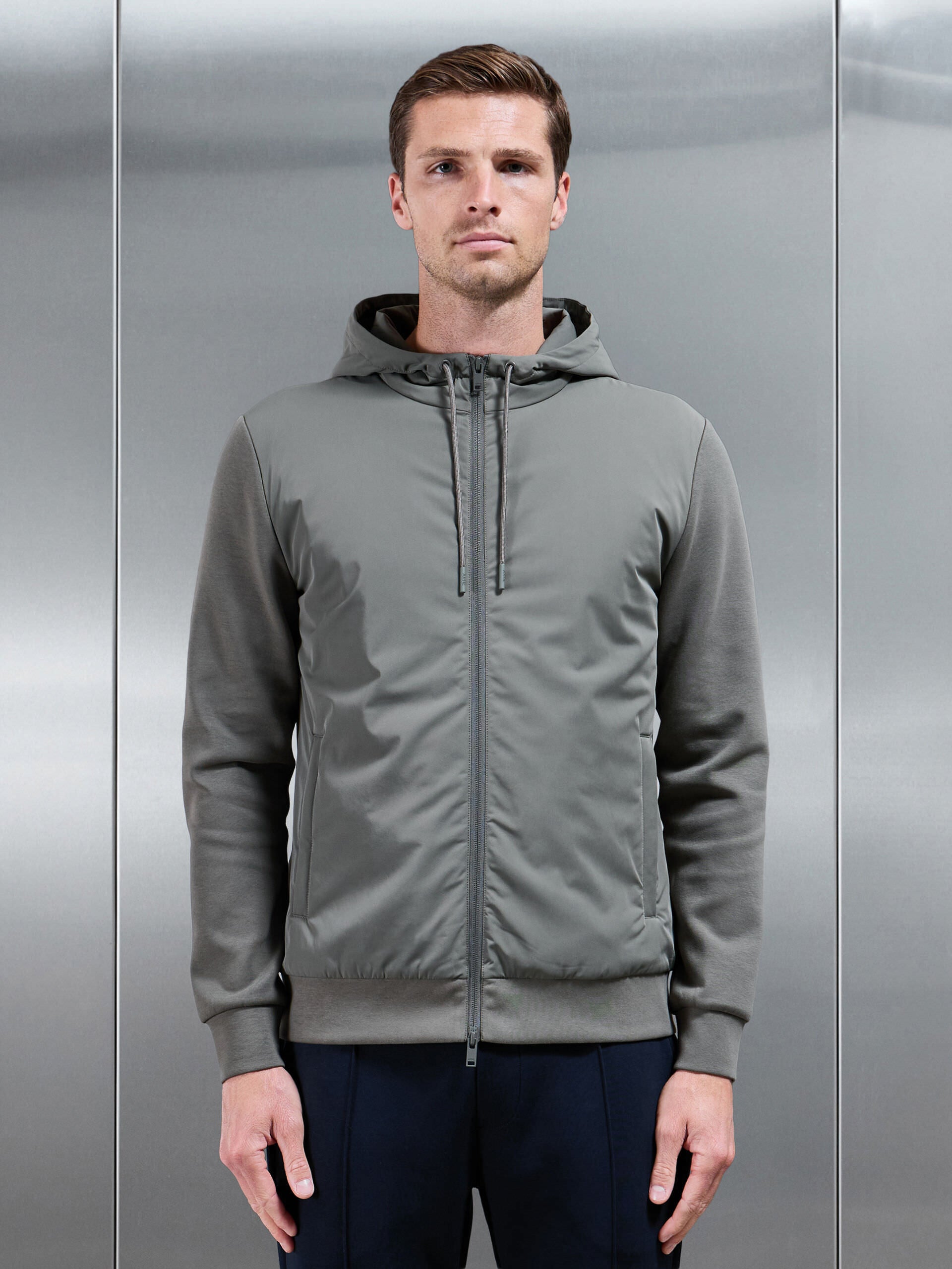 Interlock Jersey Hybrid Technical Windbreaker in Sage