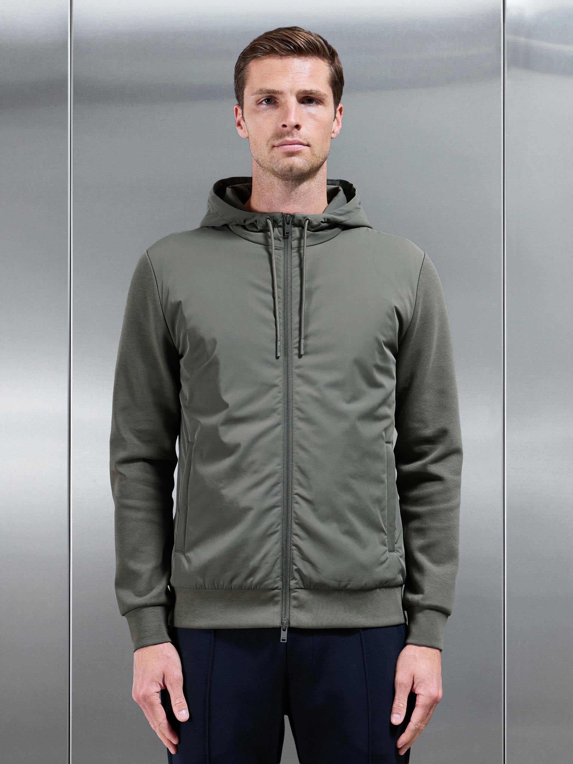 Interlock Jersey Hybrid Technical Windbreaker in Sage