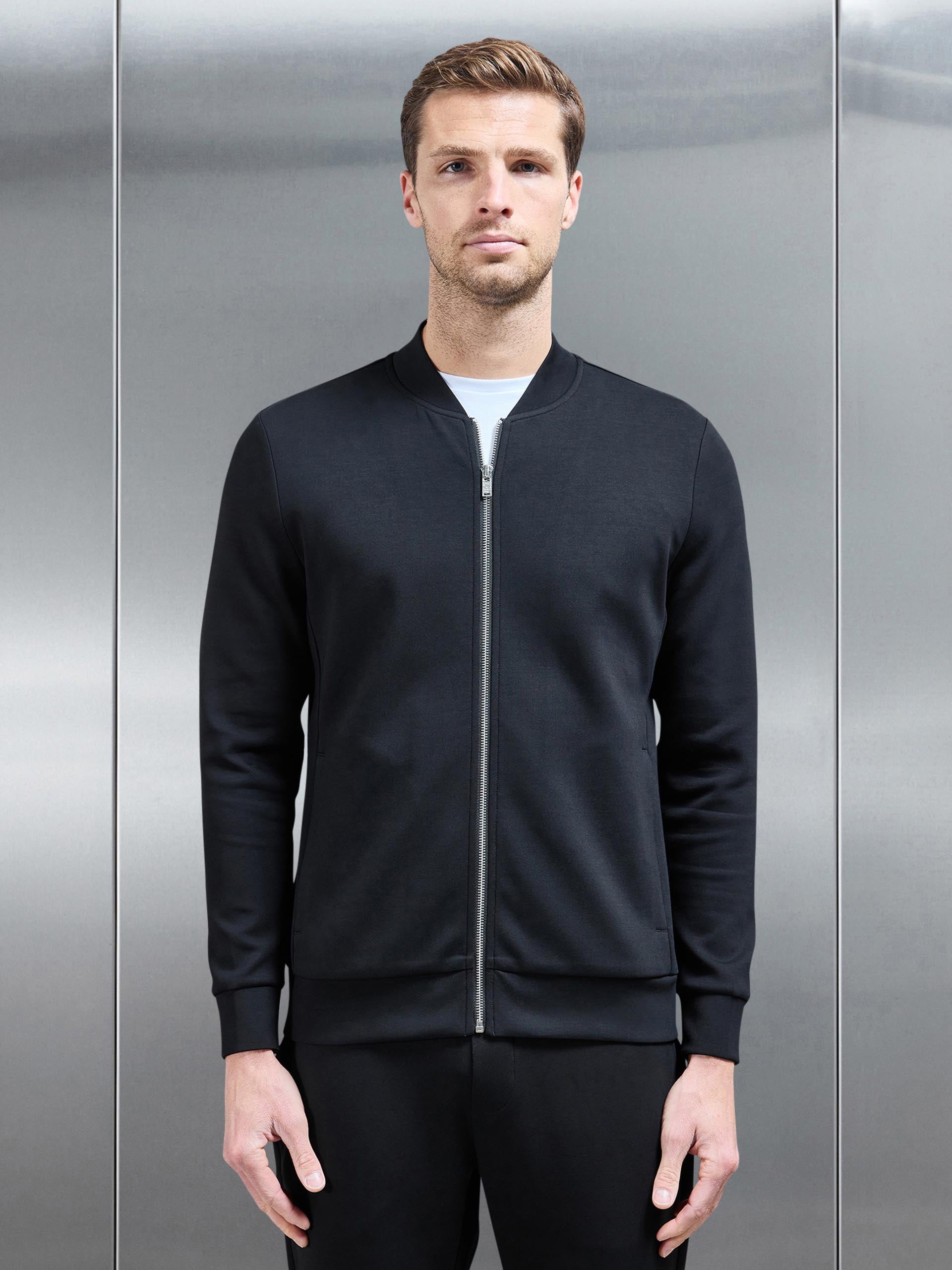 Interlock Jersey Bomber Jacket in Black