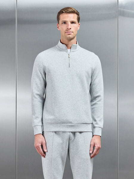 Interlock Jersey Half Zip in Marl Grey