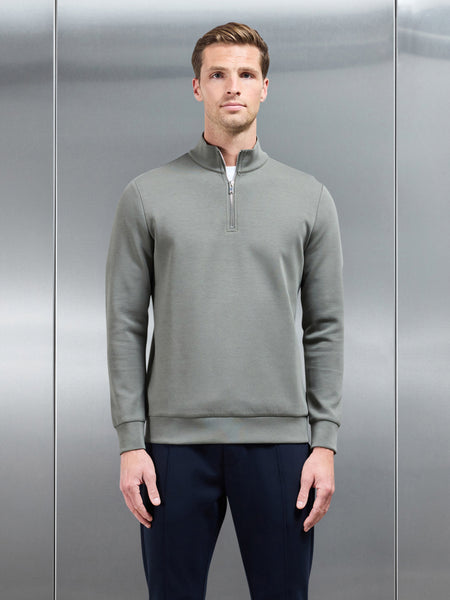 Interlock Jersey Half Zip in Sage