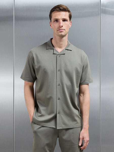 Interlock Relaxed Fit Revere Collar Shirt in Sage