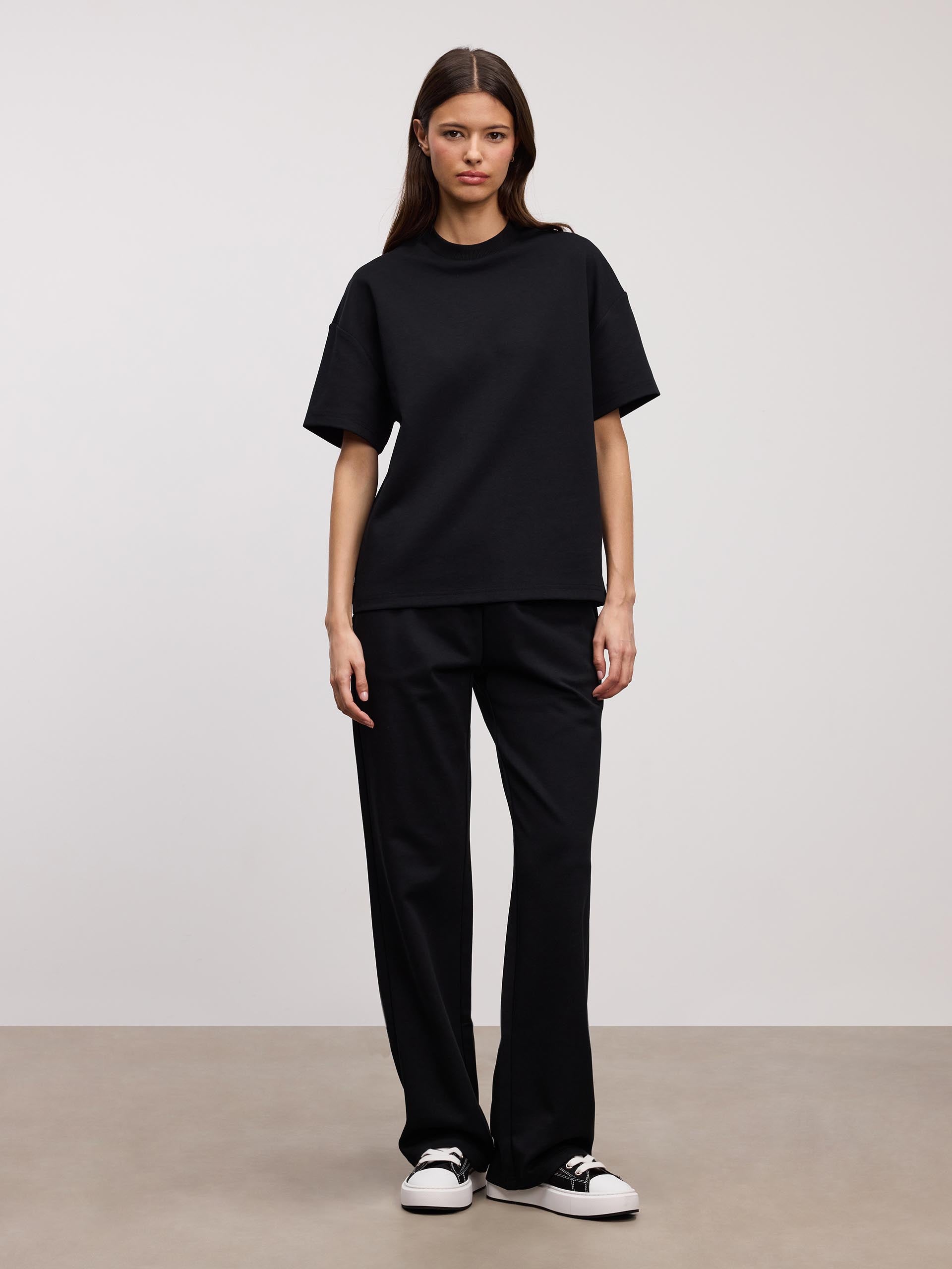Womens Interlock Straight Leg Jogger in Black