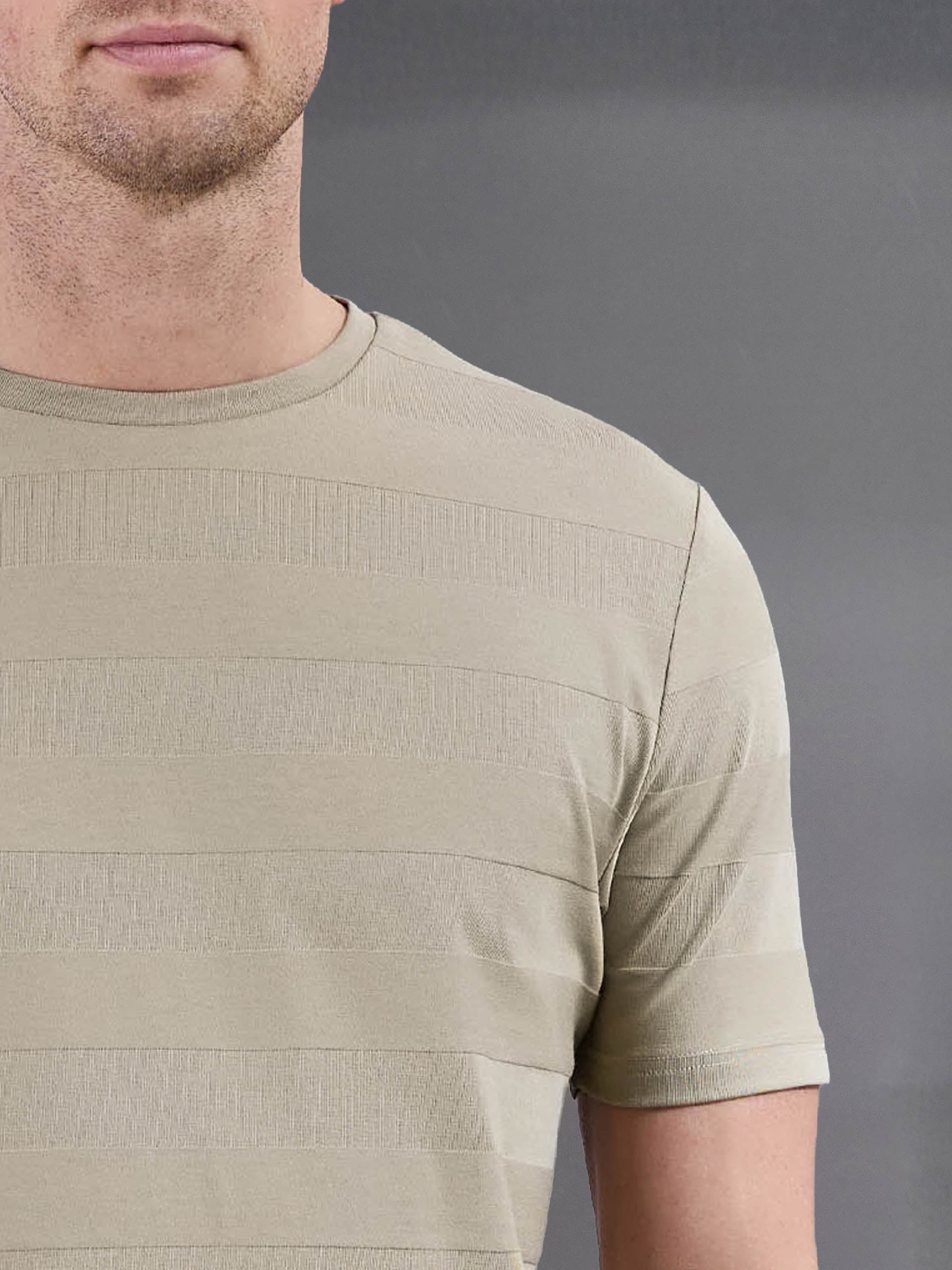 Jacquard Stripe T-Shirt in Stone