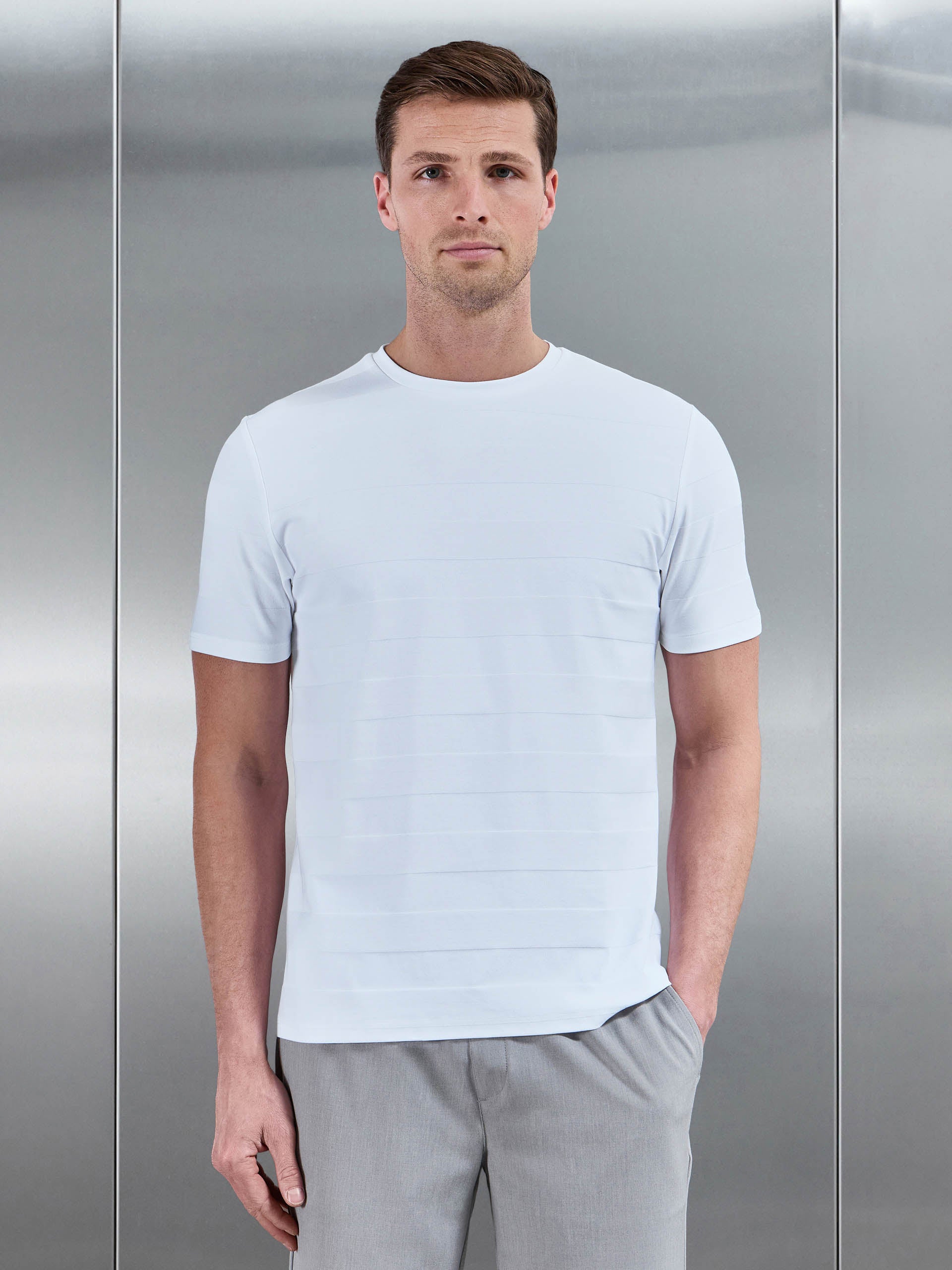 Jacquard Stripe T-Shirt in White