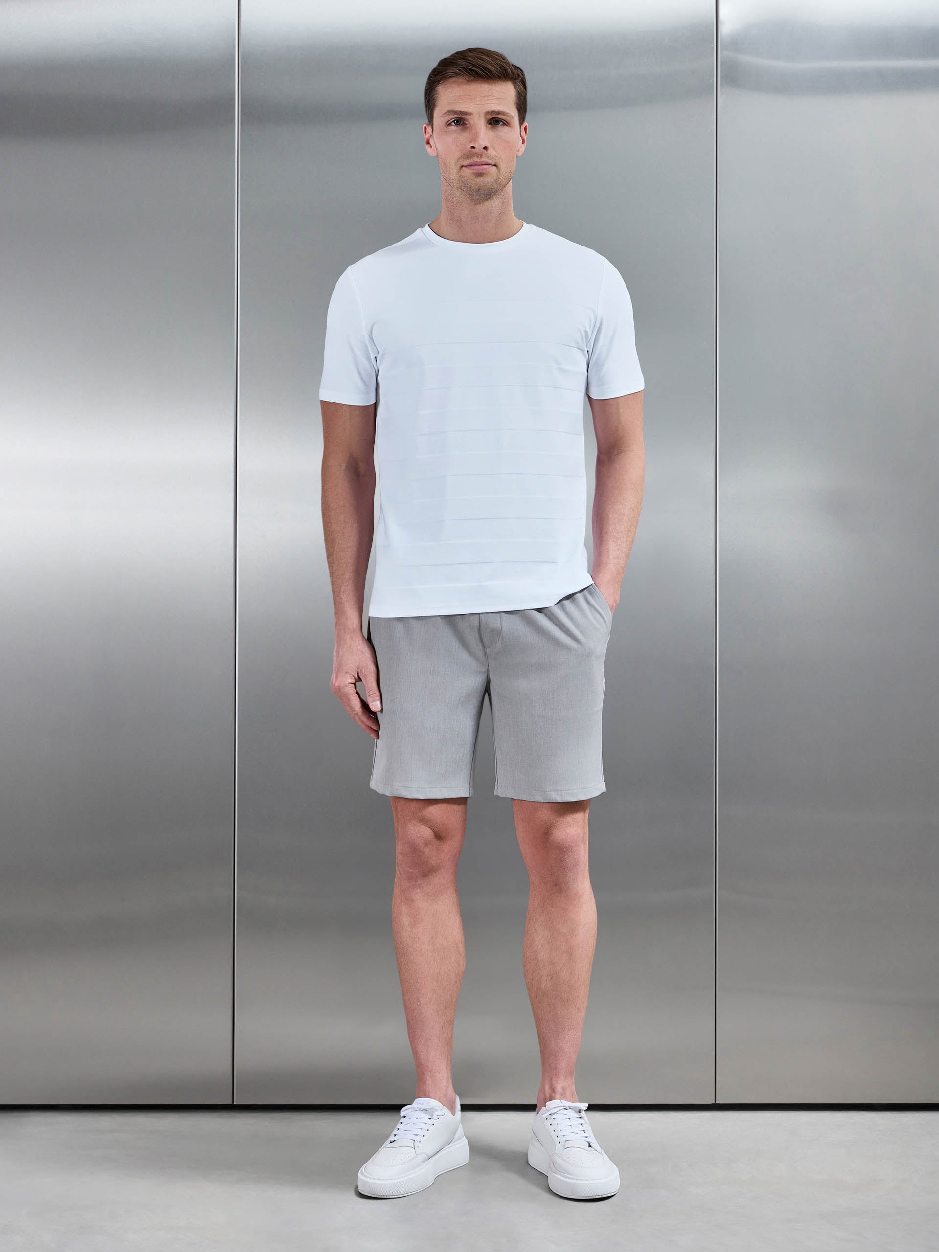 Jacquard Stripe T-Shirt in White