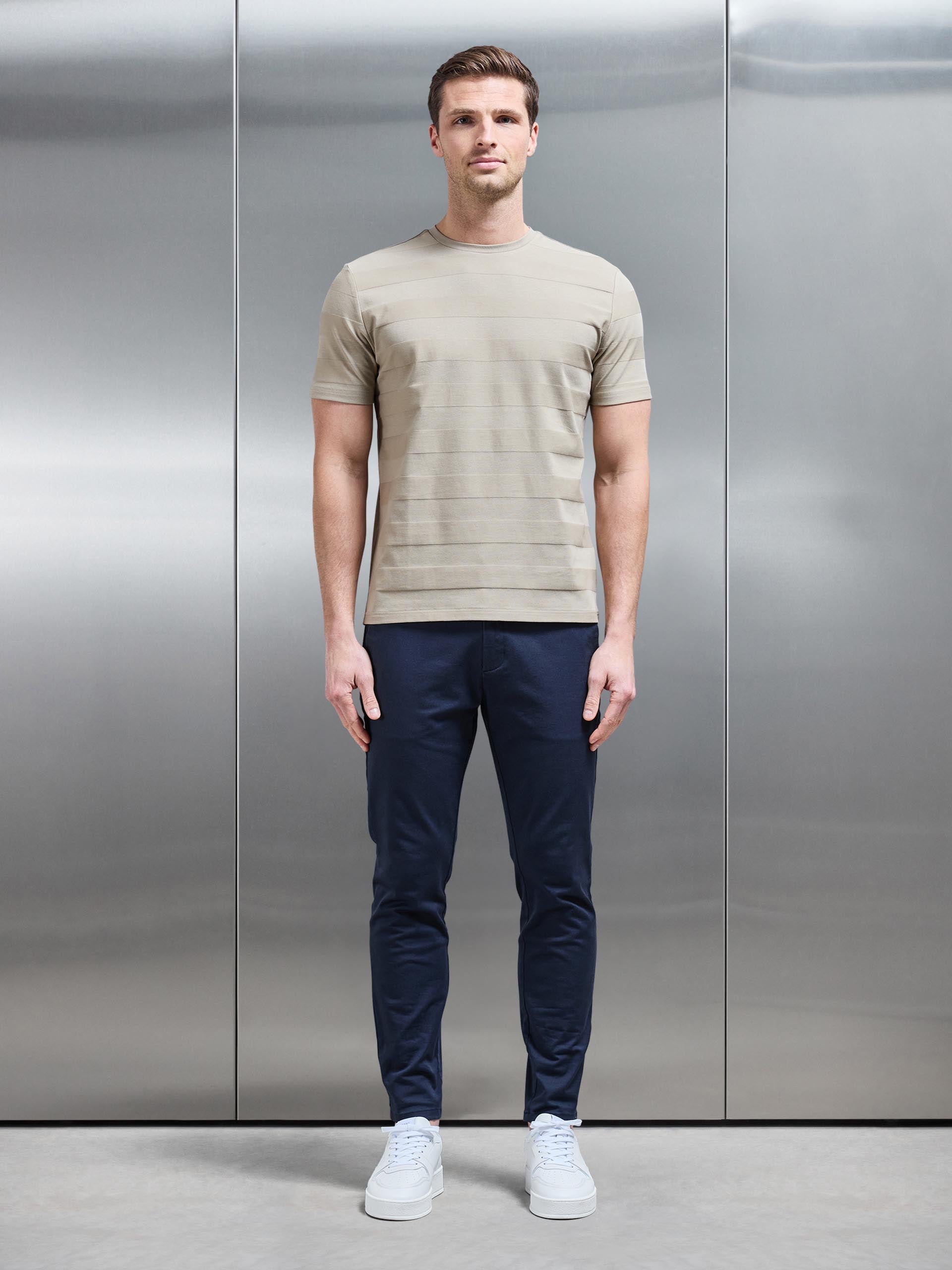 Jacquard Stripe T-Shirt in Stone