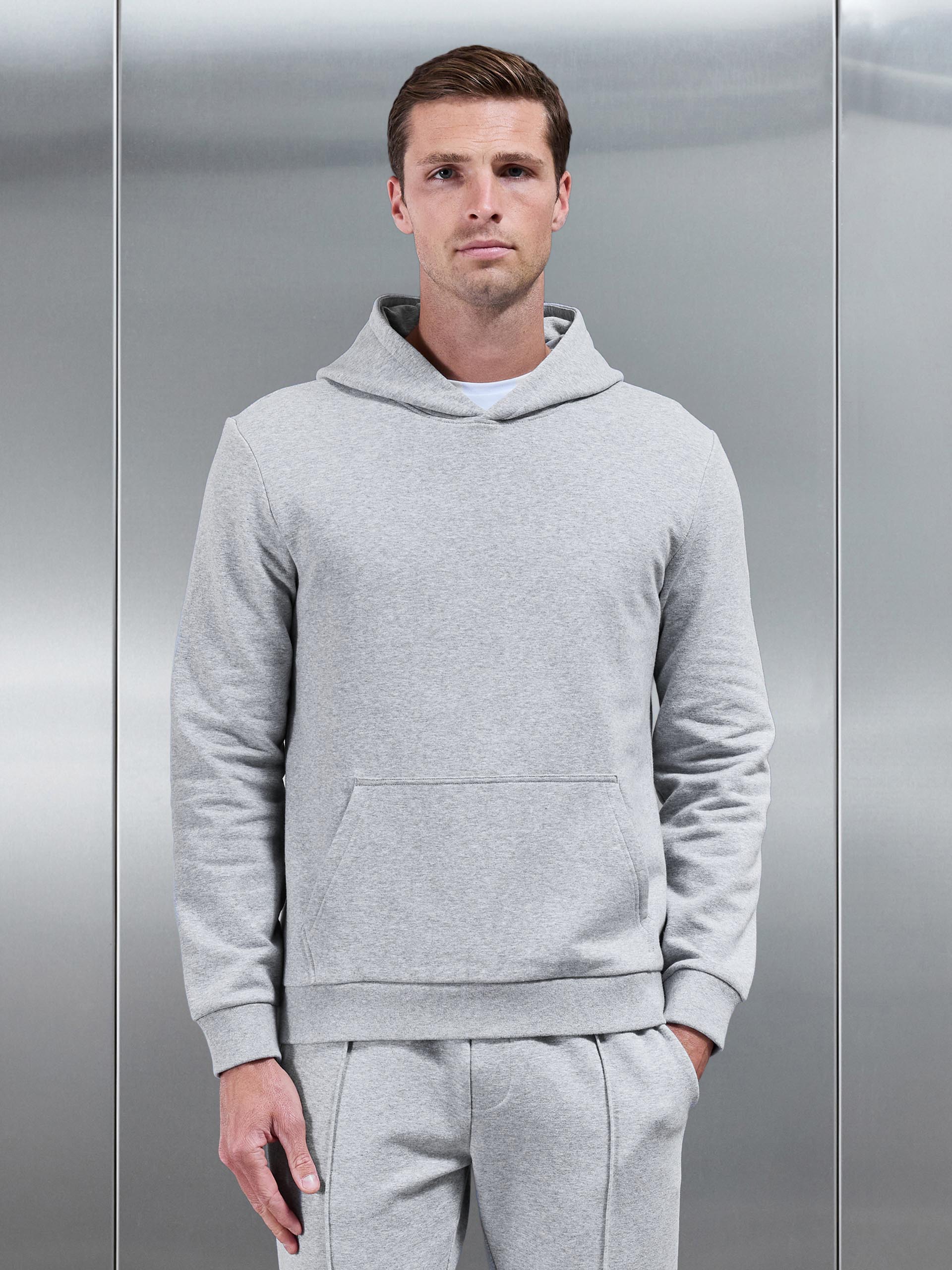 Jersey Hoodie in Marl Grey