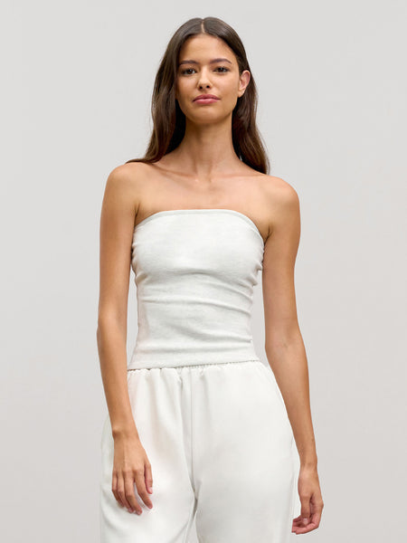 Womens Jersey Bandeau Top in Marl Grey