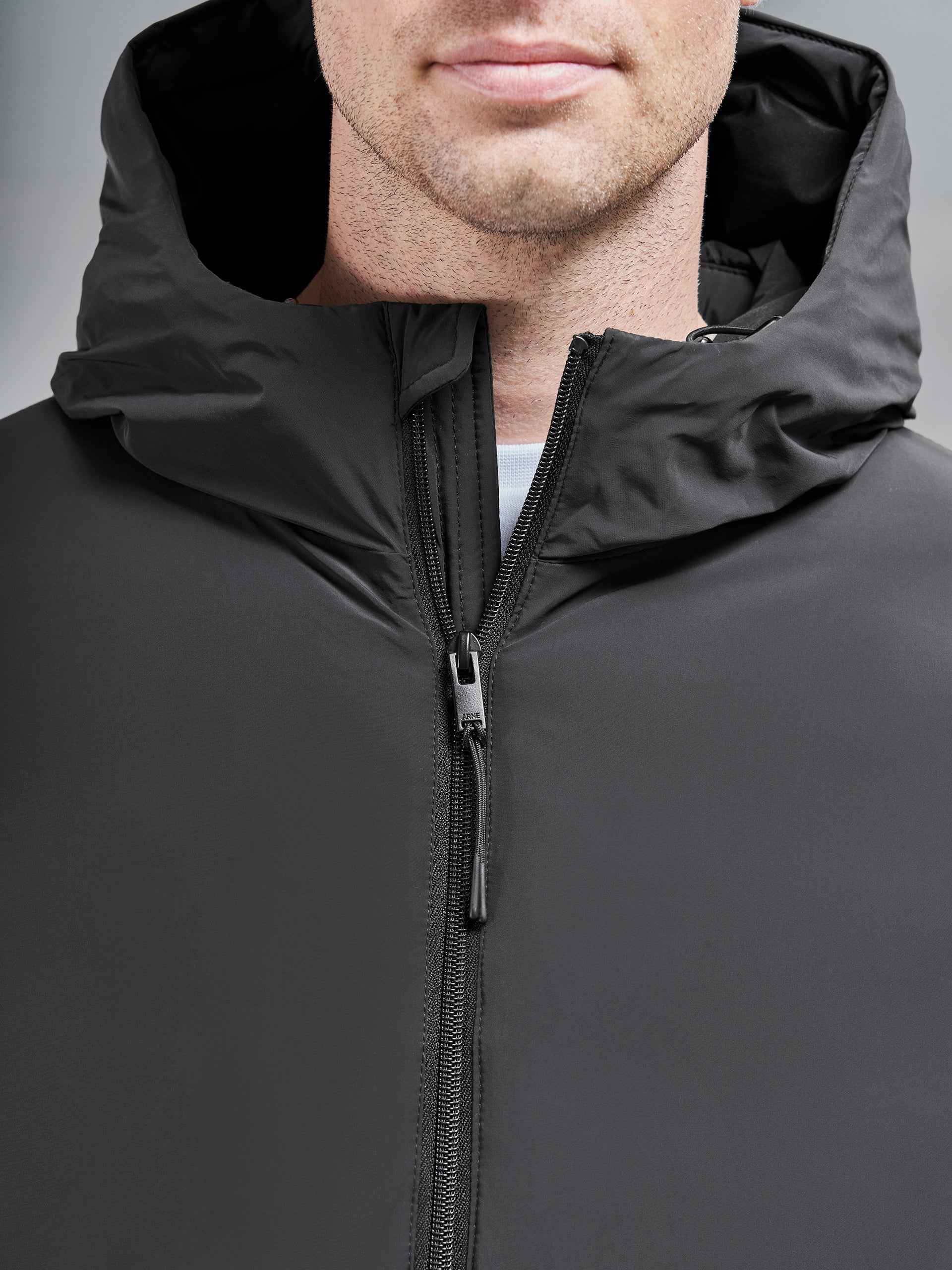 Down Padded Windbreaker in Black