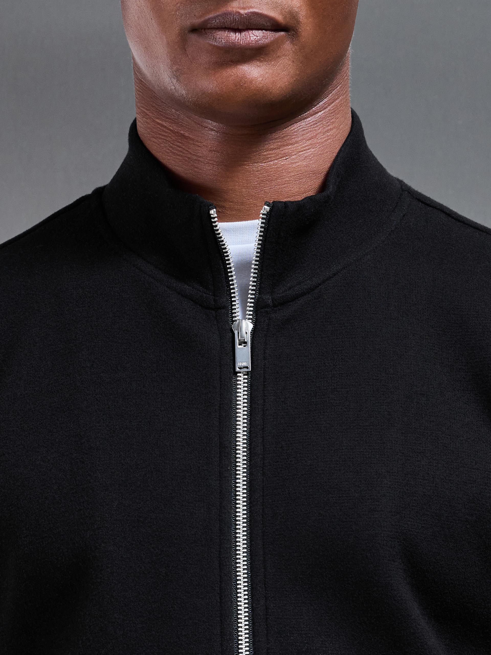 Knitted Zip Through Jacket in Black