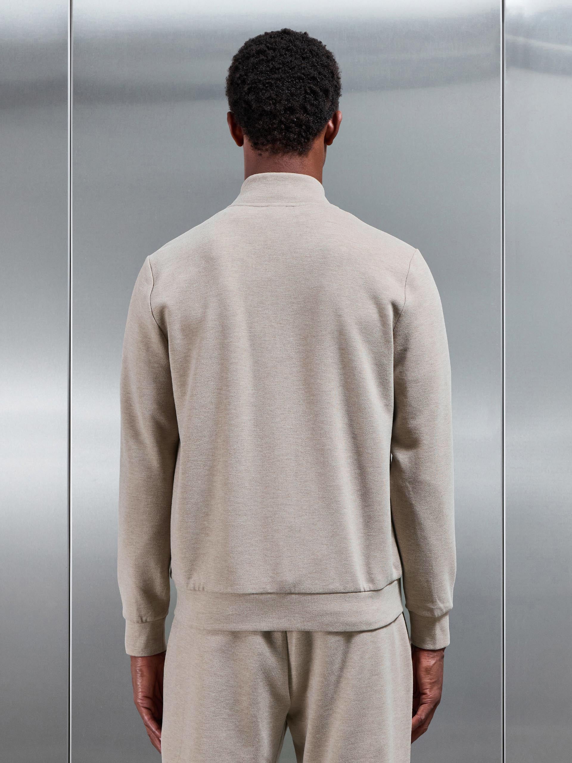 Knitted Zip Through Jacket in Stone