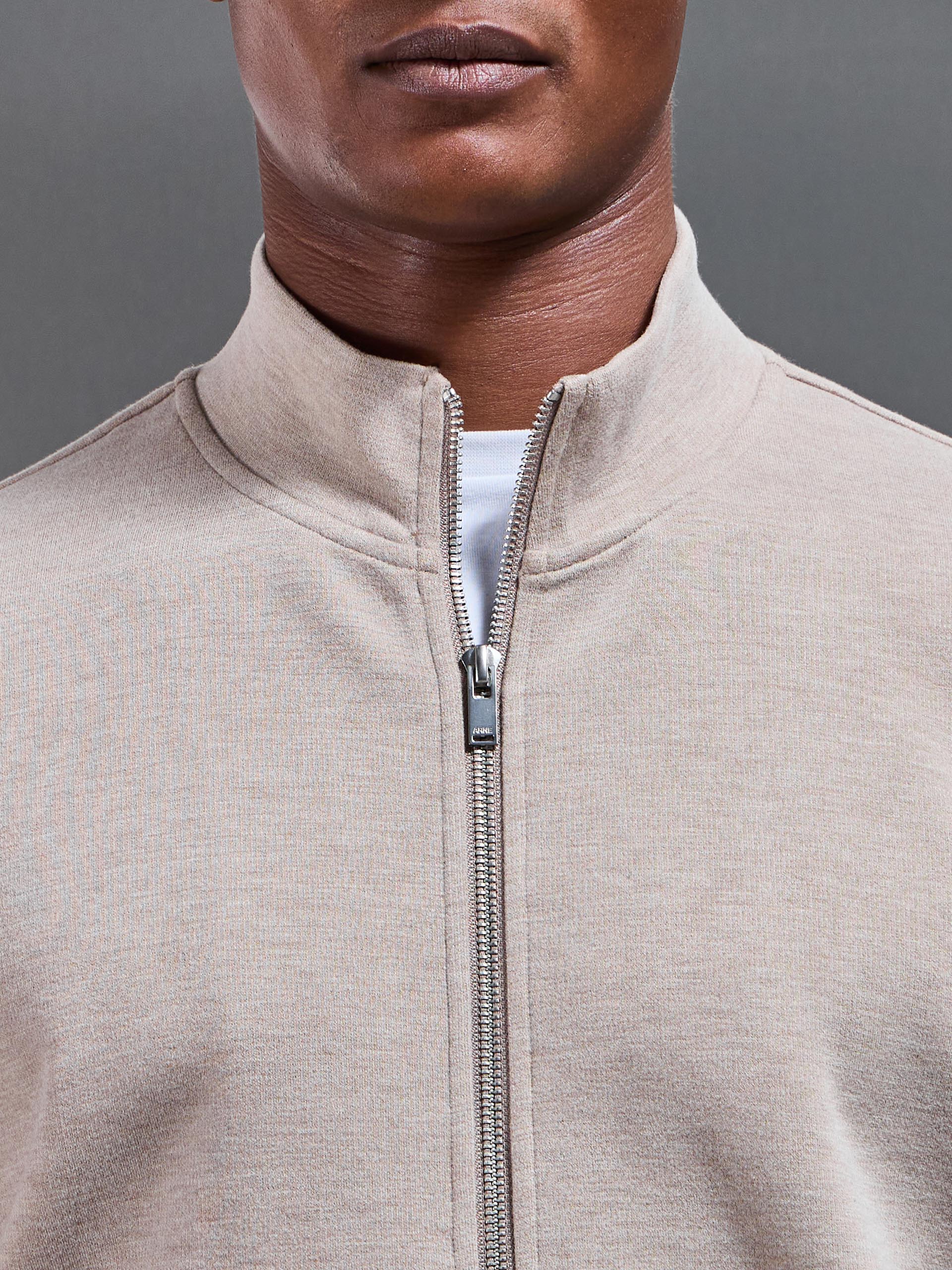 Knitted Zip Through Jacket in Stone