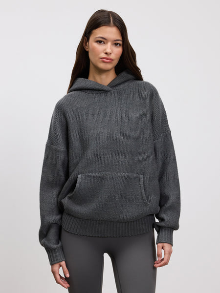 Womens Knitted Hoodie in Grey
