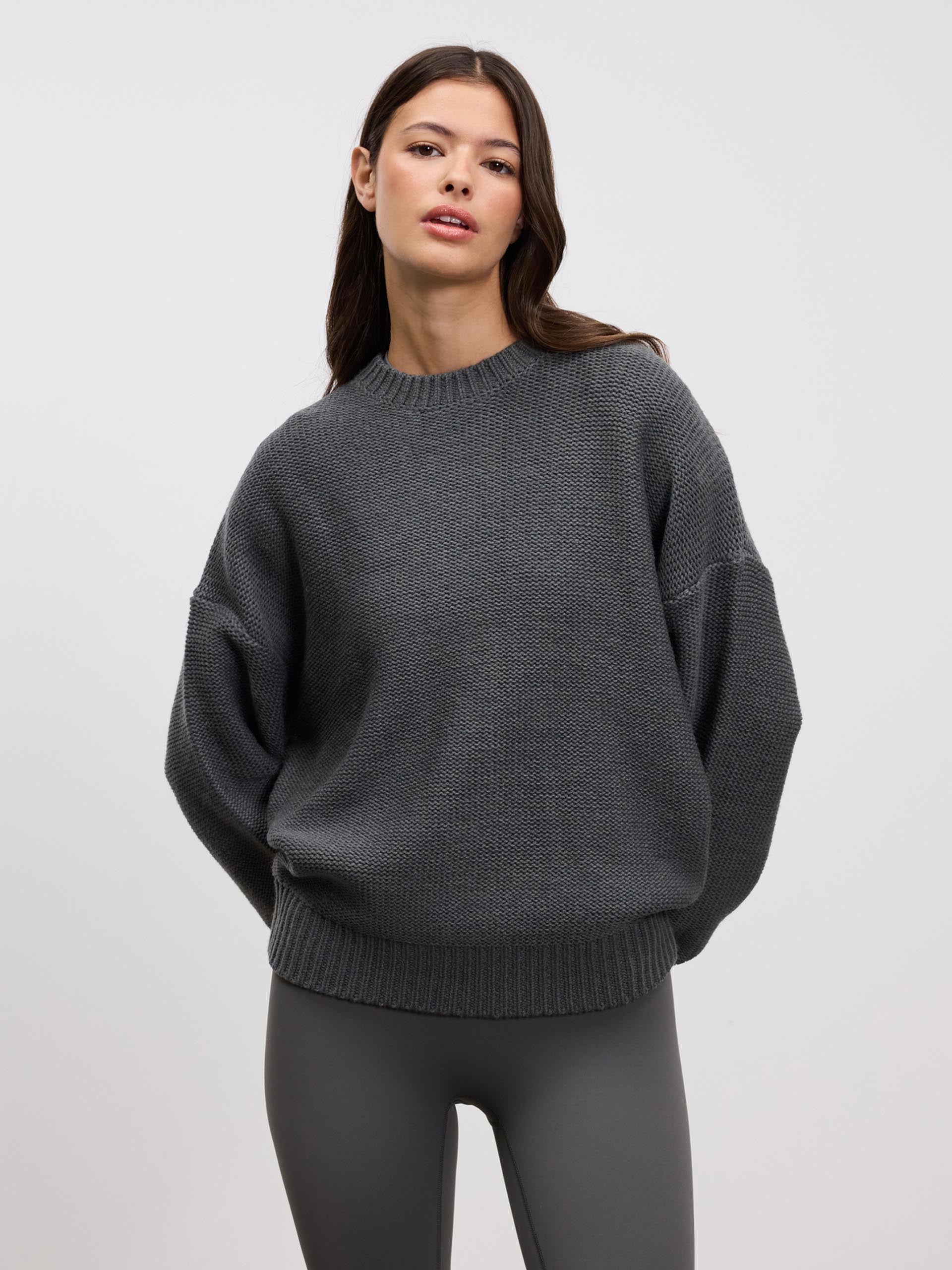 Womens Knitted Sweatshirt in Grey
