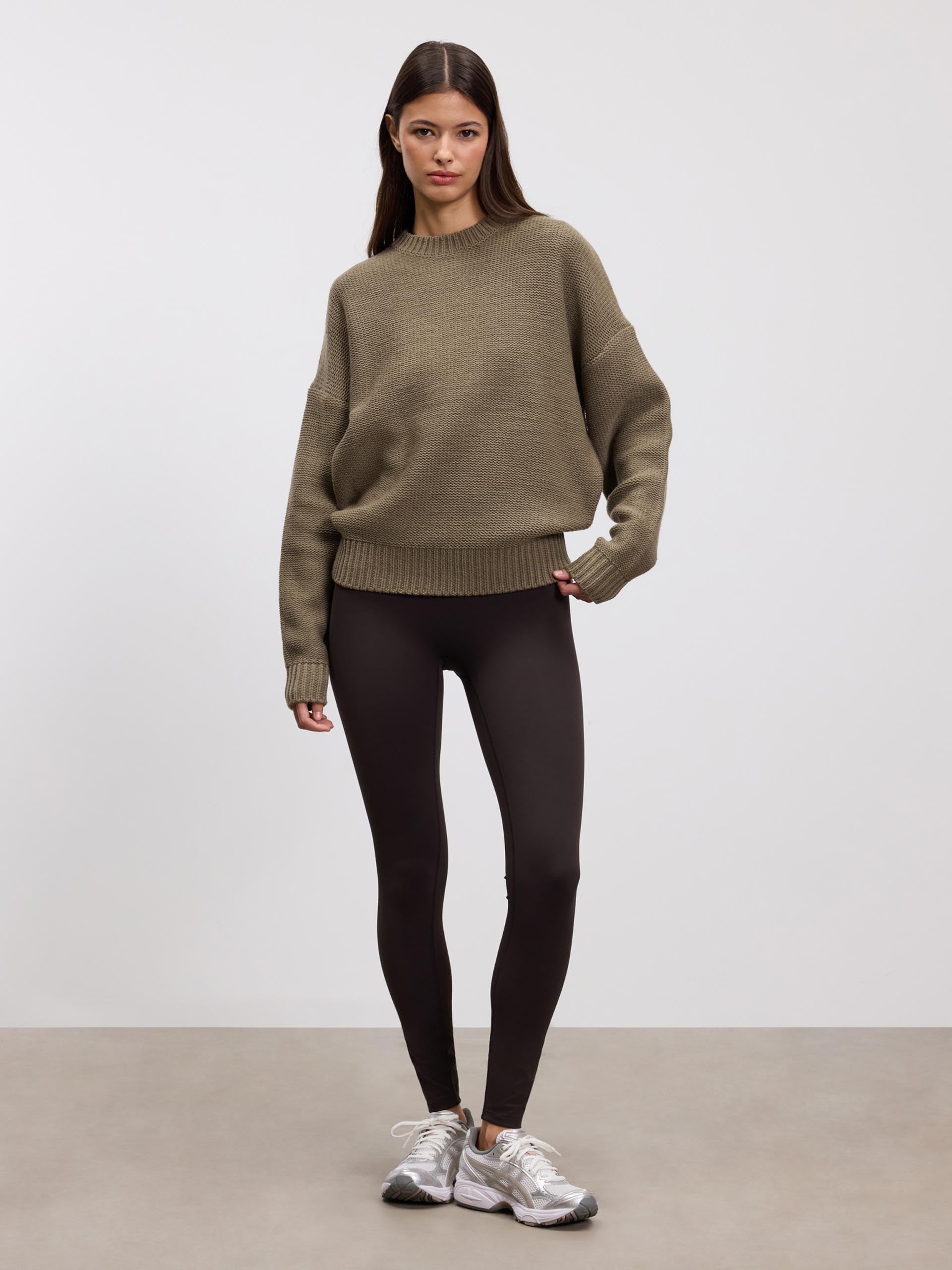 Womens Knitted Sweatshirt in Stone